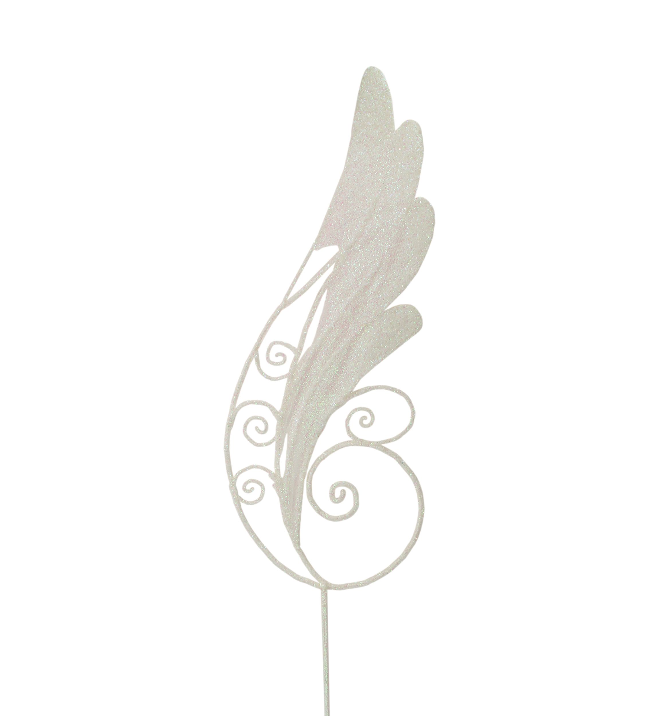 38.5Inch White Iridescent Glitter Angel Wing Artificial Christmas Craft Pick
