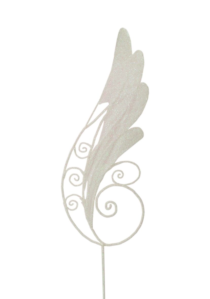 38.5Inch White Iridescent Glitter Angel Wing Artificial Christmas Craft Pick