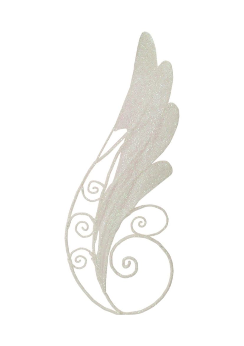 38.5Inch White Iridescent Glitter Angel Wing Artificial Christmas Craft Pick