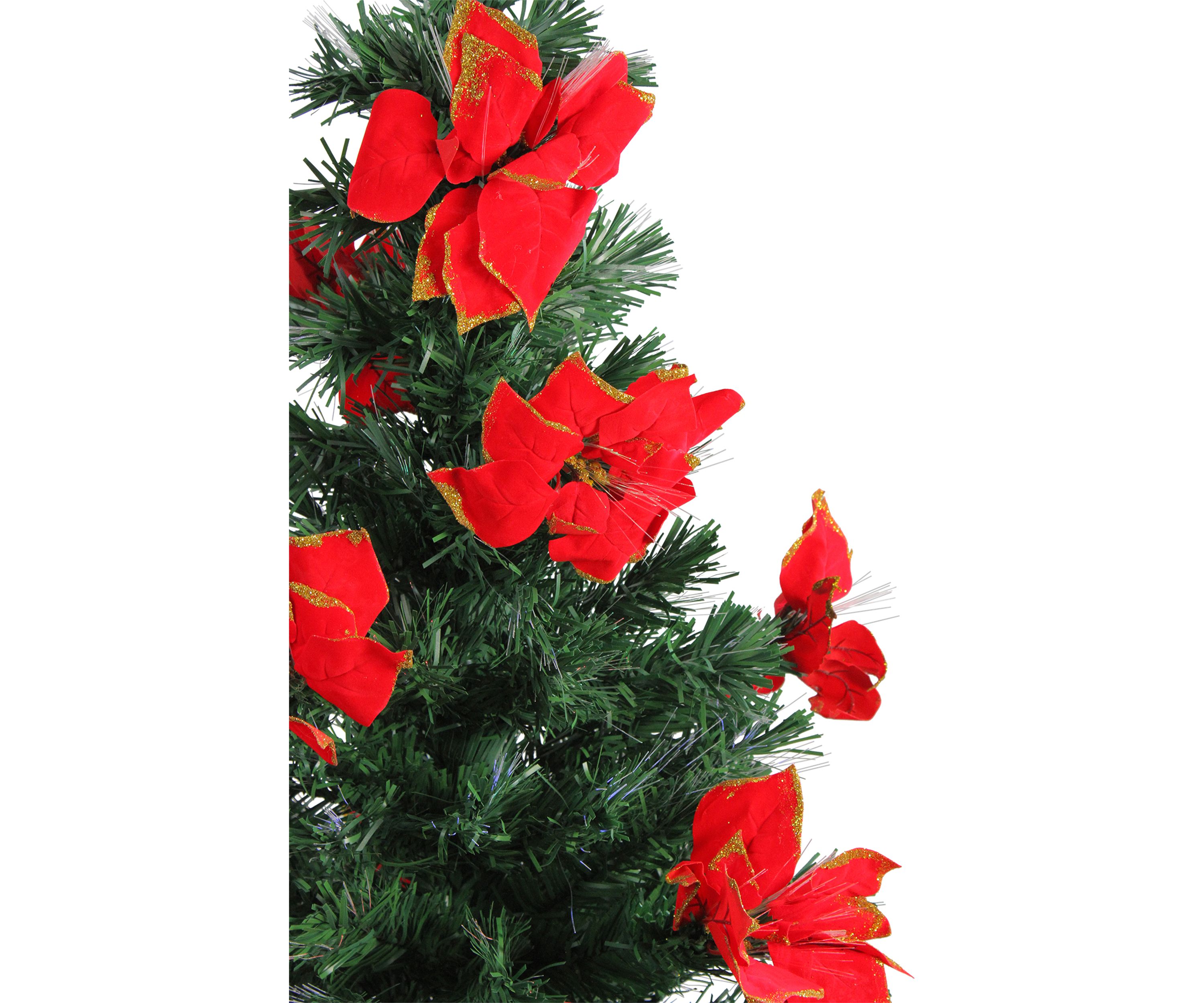 4 Pre-Lit Poinsettias Artificial Christmas Tree - Multicolor Lights