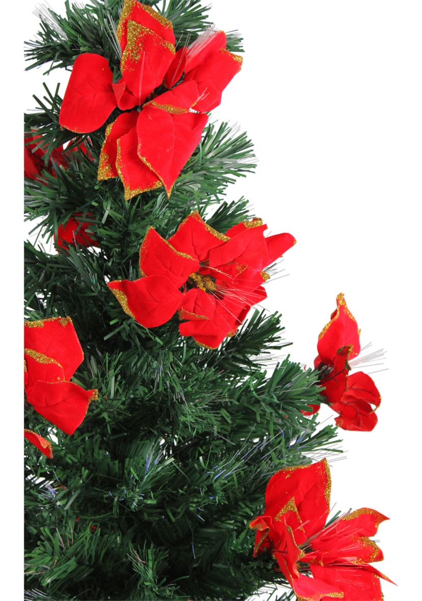 4 Pre-Lit Poinsettias Artificial Christmas Tree - Multicolor Lights