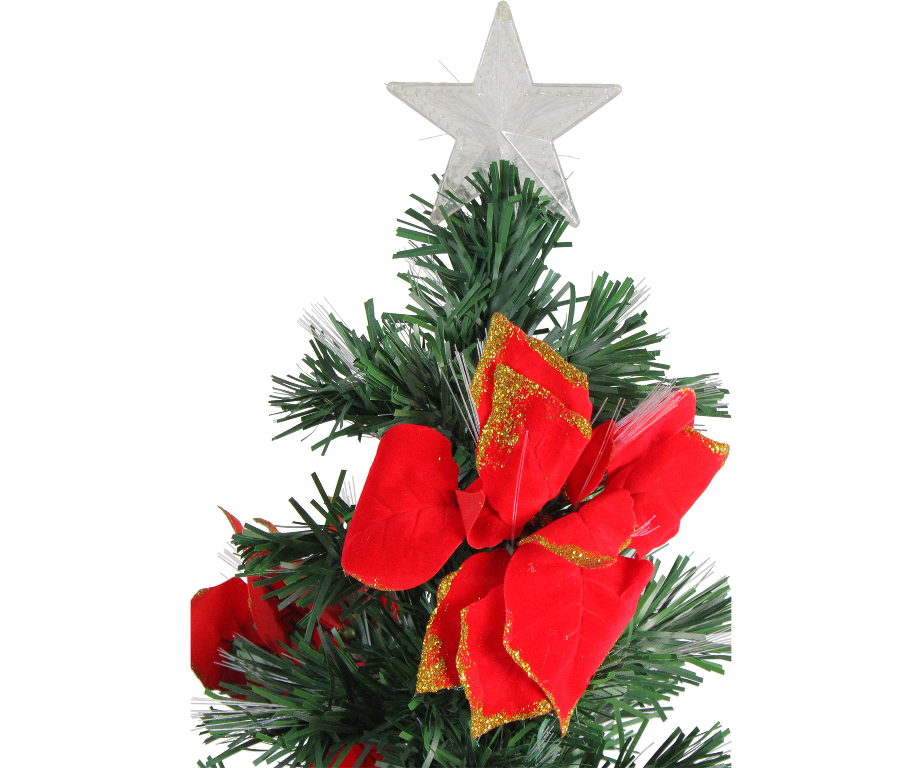 4 Pre-Lit Poinsettias Artificial Christmas Tree - Multicolor Lights