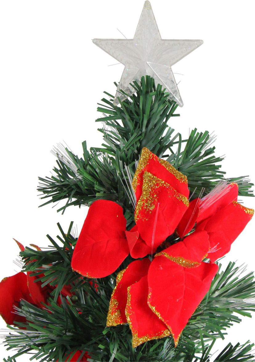 4 Pre-Lit Poinsettias Artificial Christmas Tree - Multicolor Lights