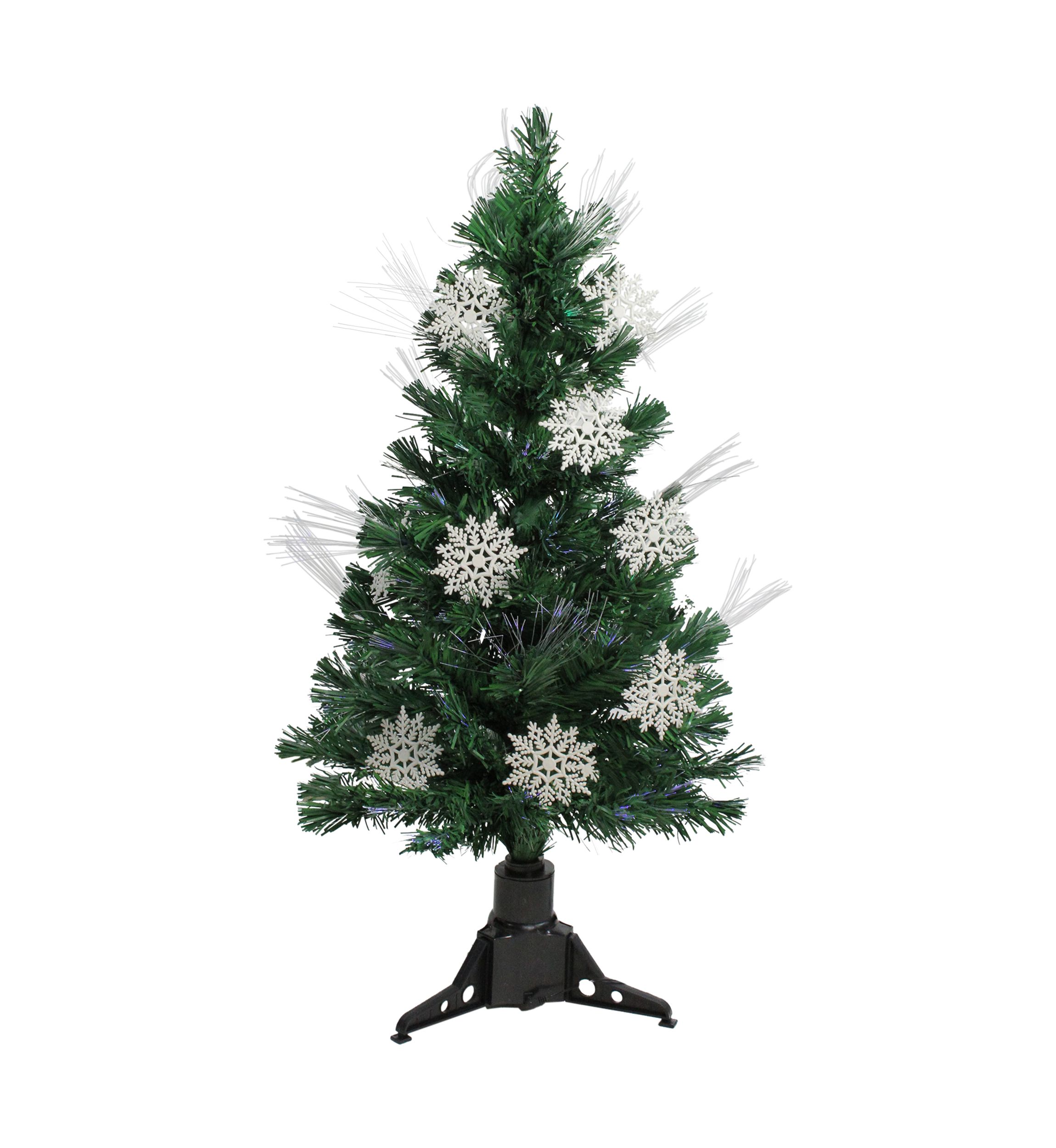 3 Pre-Lit Fiber Optic Artificial Christmas Tree with White Snowflakes - Multi-Color Lights