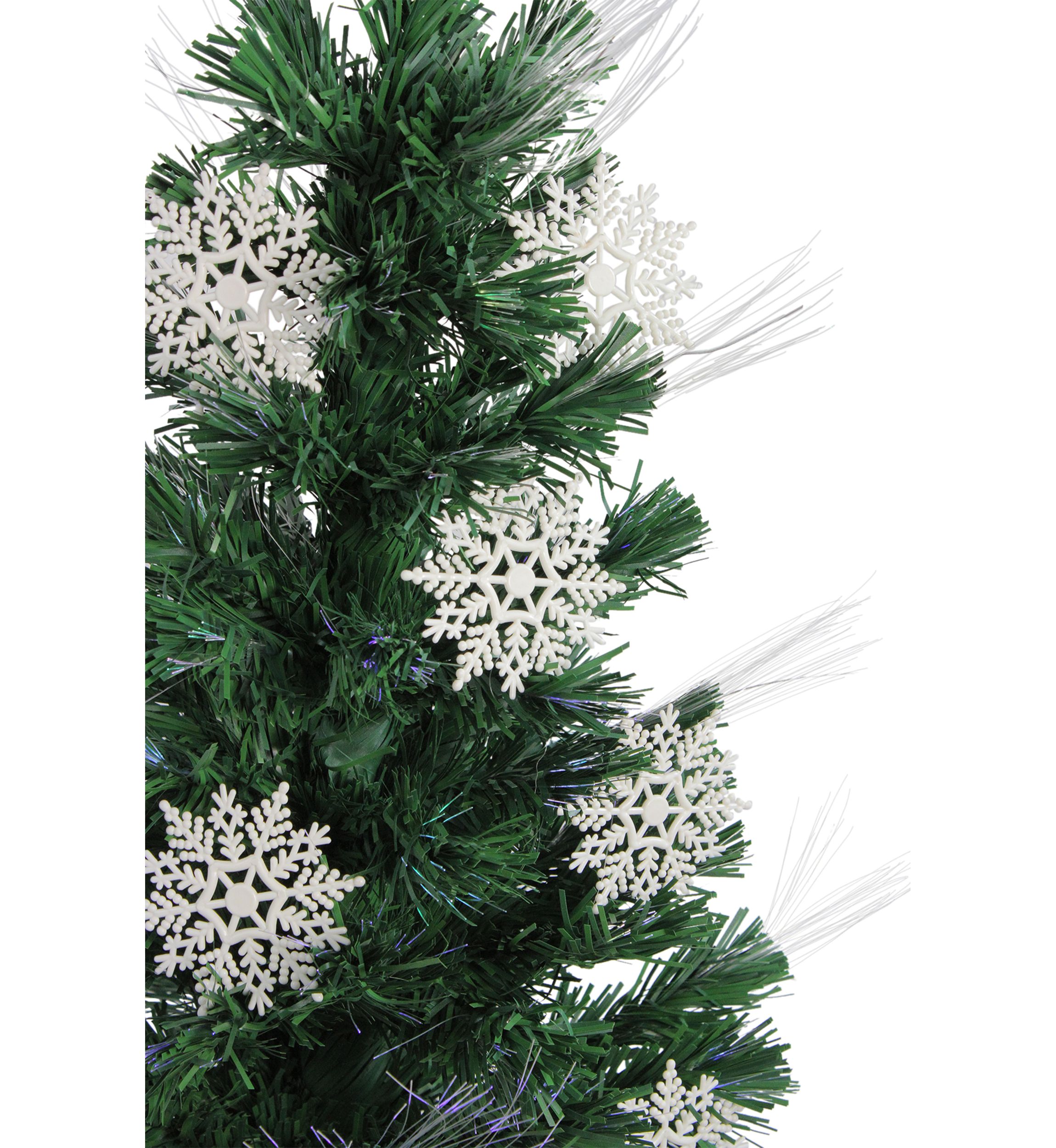3 Pre-Lit Fiber Optic Artificial Christmas Tree with White Snowflakes - Multi-Color Lights