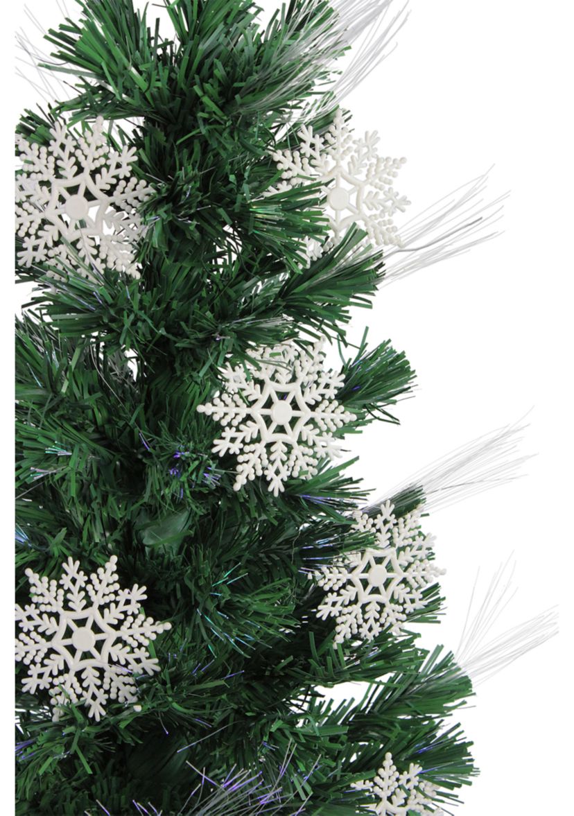 3 Pre-Lit Fiber Optic Artificial Christmas Tree with White Snowflakes - Multi-Color Lights