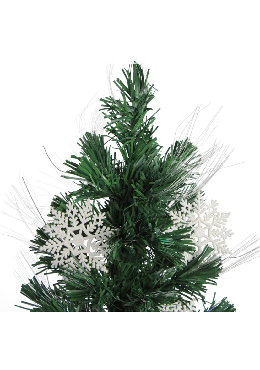 3 Pre-Lit Fiber Optic Artificial Christmas Tree with White Snowflakes - Multi-Color Lights