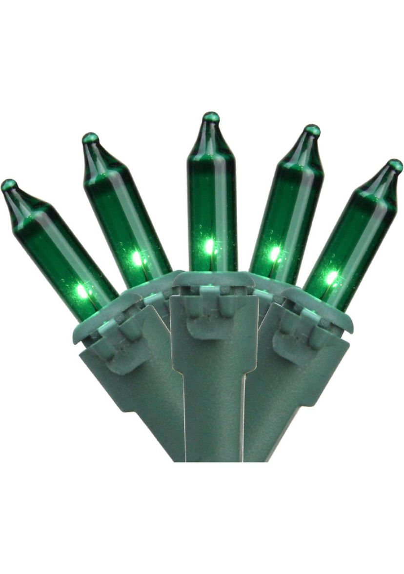 100-Count Green Commercial Grade Mini Christmas Light Set  45.5ft Green Wire