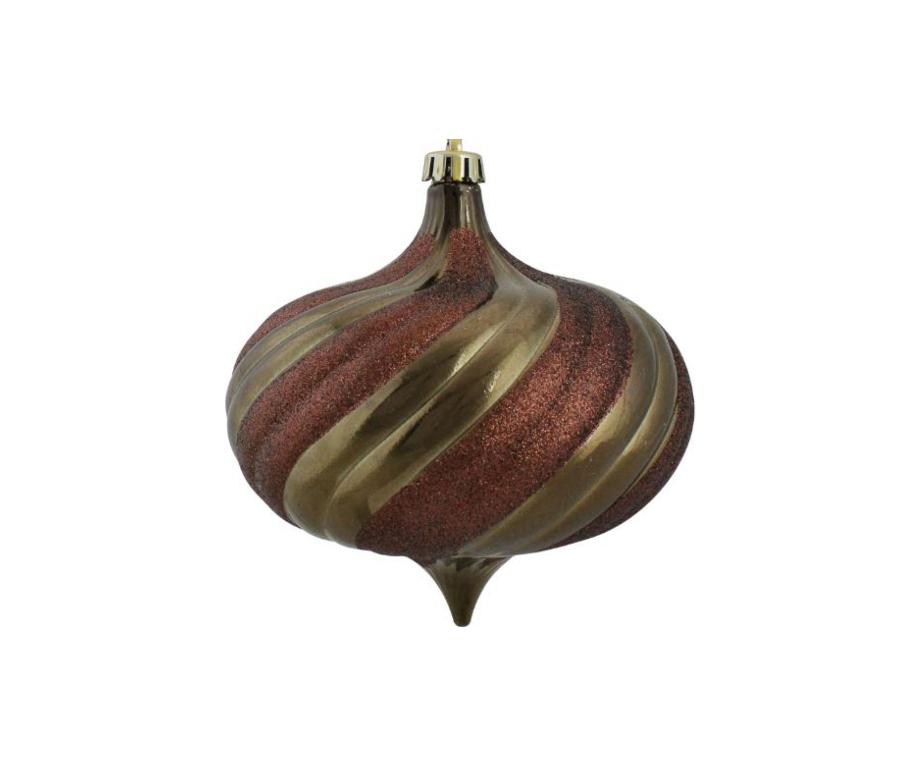4 Count Mocha Brown Swirl Shatterproof 2-Finish Onion Drop Christmas Ornaments - 5.75"