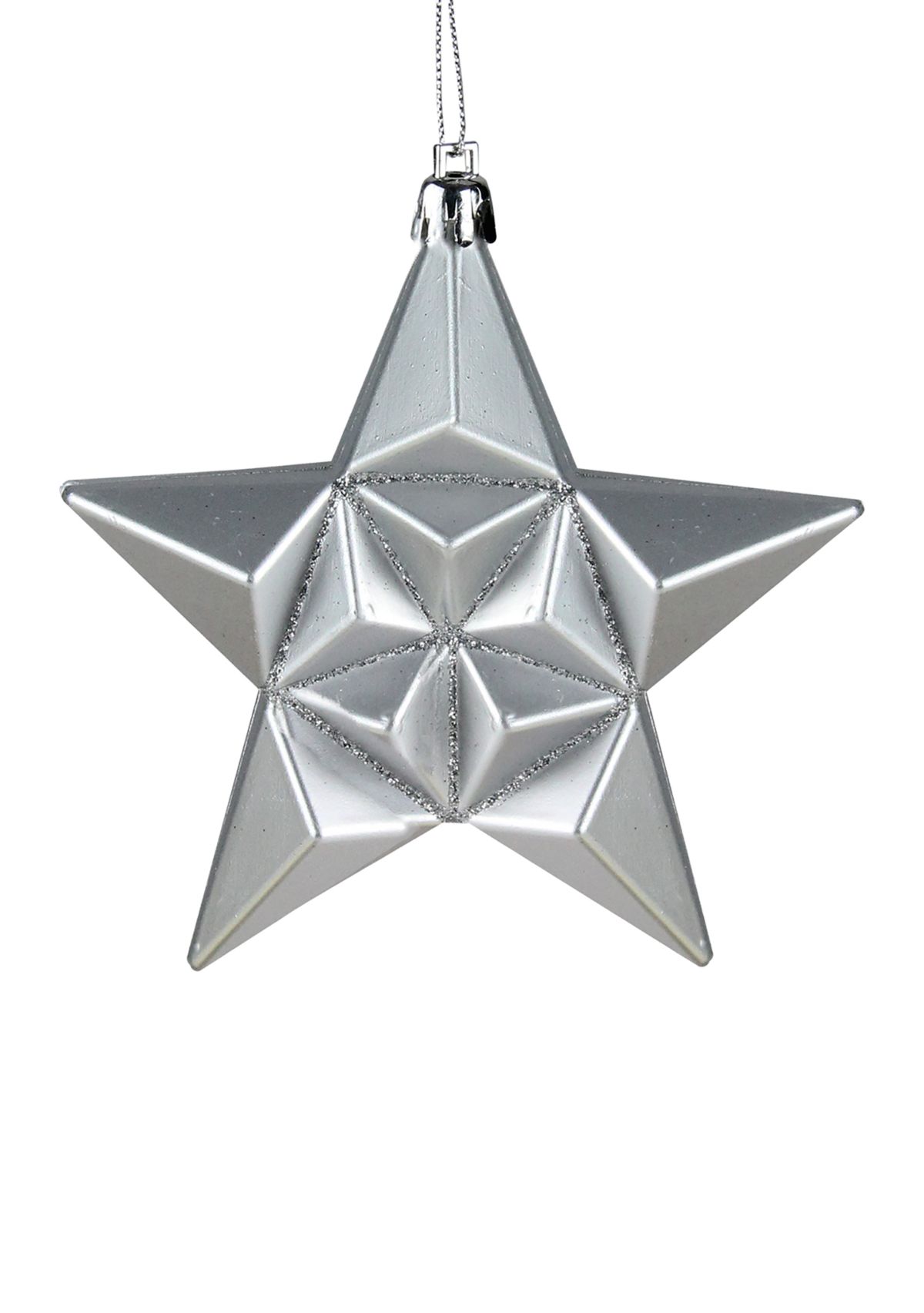 12 Count Silver Splendor Shatterproof Star Christmas Ornaments - 5" 