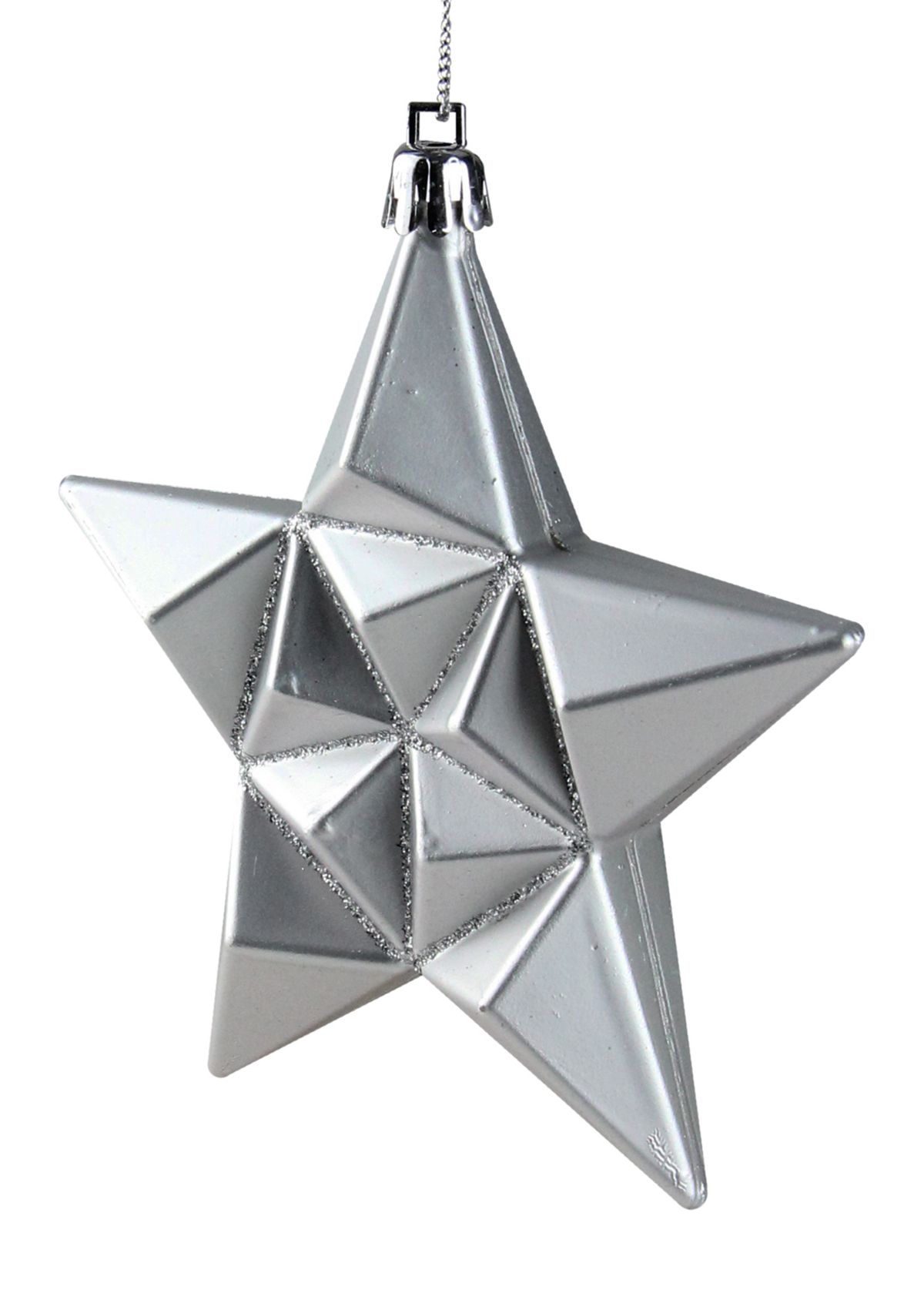 12 Count Silver Splendor Shatterproof Star Christmas Ornaments - 5" 
