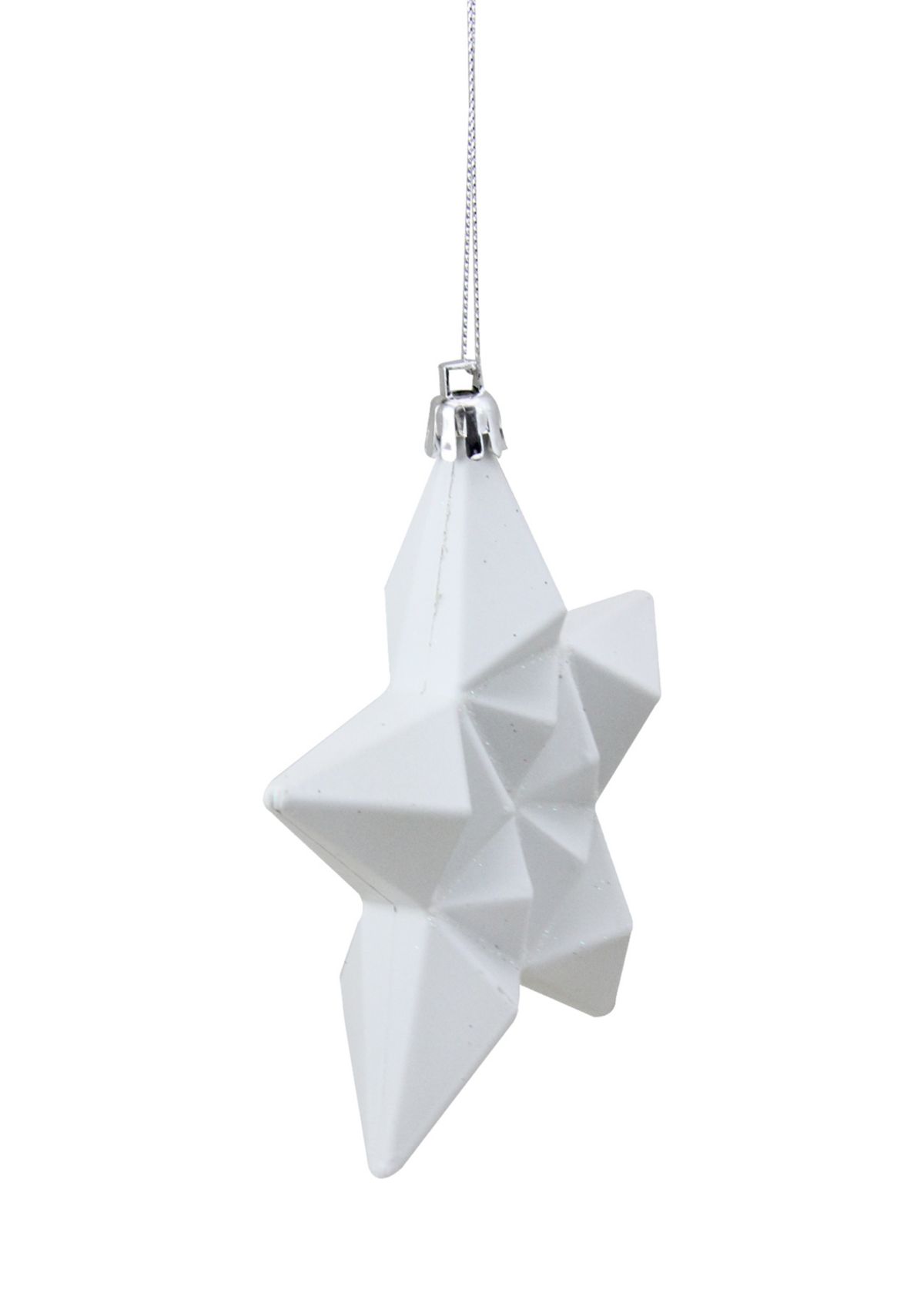 12 Count White Matte Finish Glittered Star Shatterproof Christmas Ornaments - 5" 