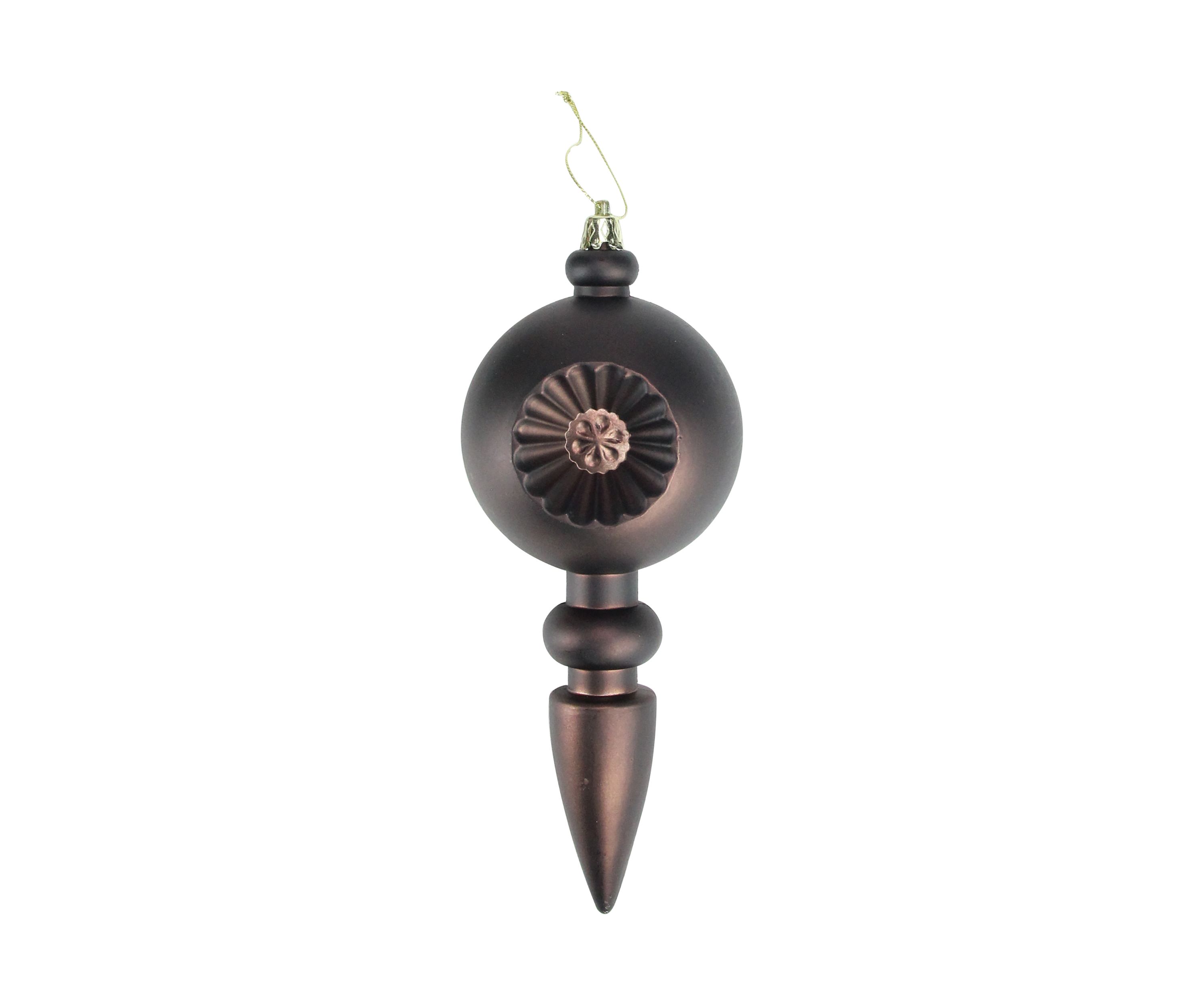 4 Count Matte Brown Retro Reflector Shatterproof 7.5" Christmas Finial Ornaments  