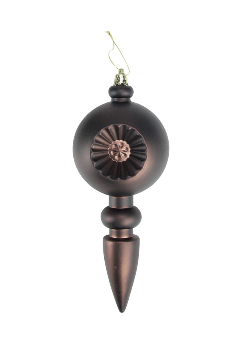 4 Count Matte Brown Retro Reflector Shatterproof 7.5" Christmas Finial Ornaments  