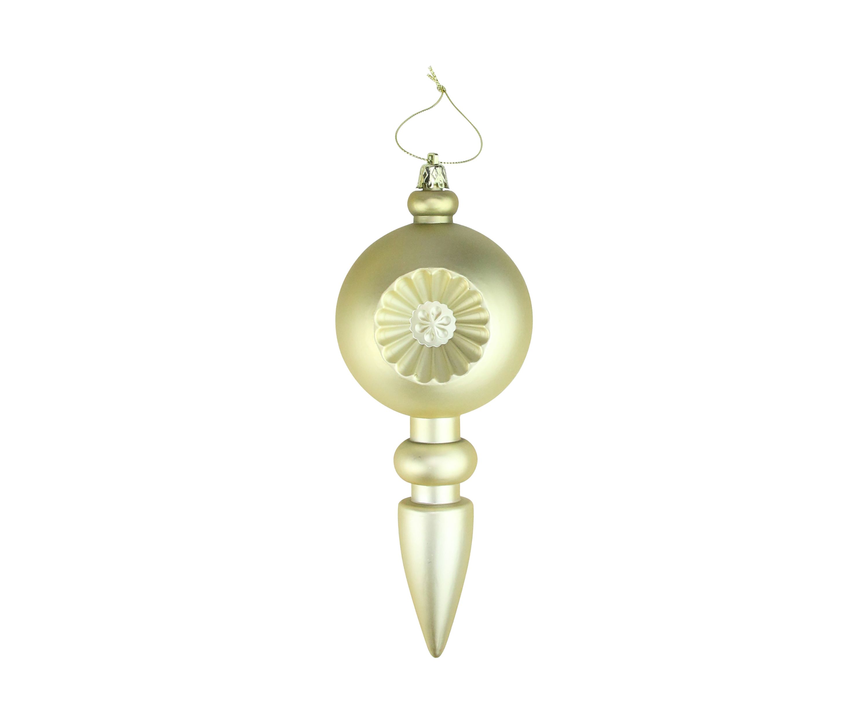 4 Count Matte Gold Retro Reflector Shatterproof 7.5" Christmas Finial Ornaments  