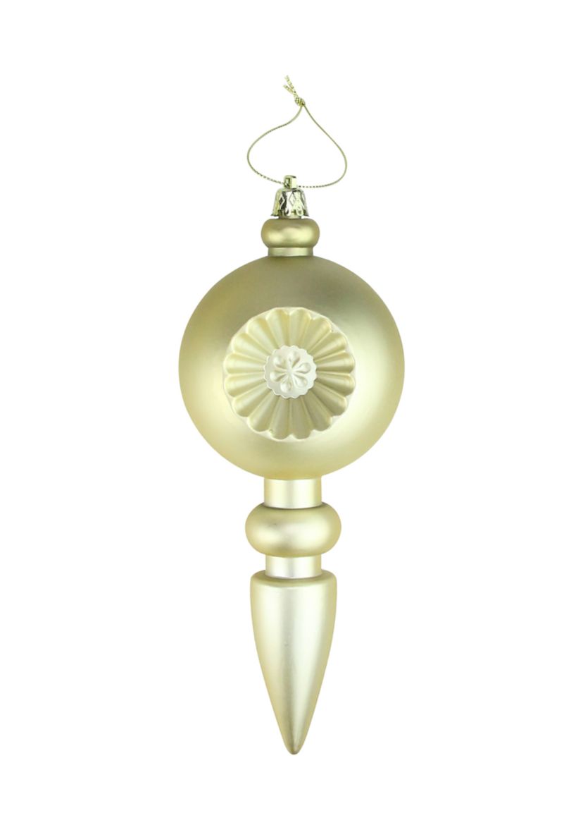 4 Count Matte Gold Retro Reflector Shatterproof 7.5" Christmas Finial Ornaments  