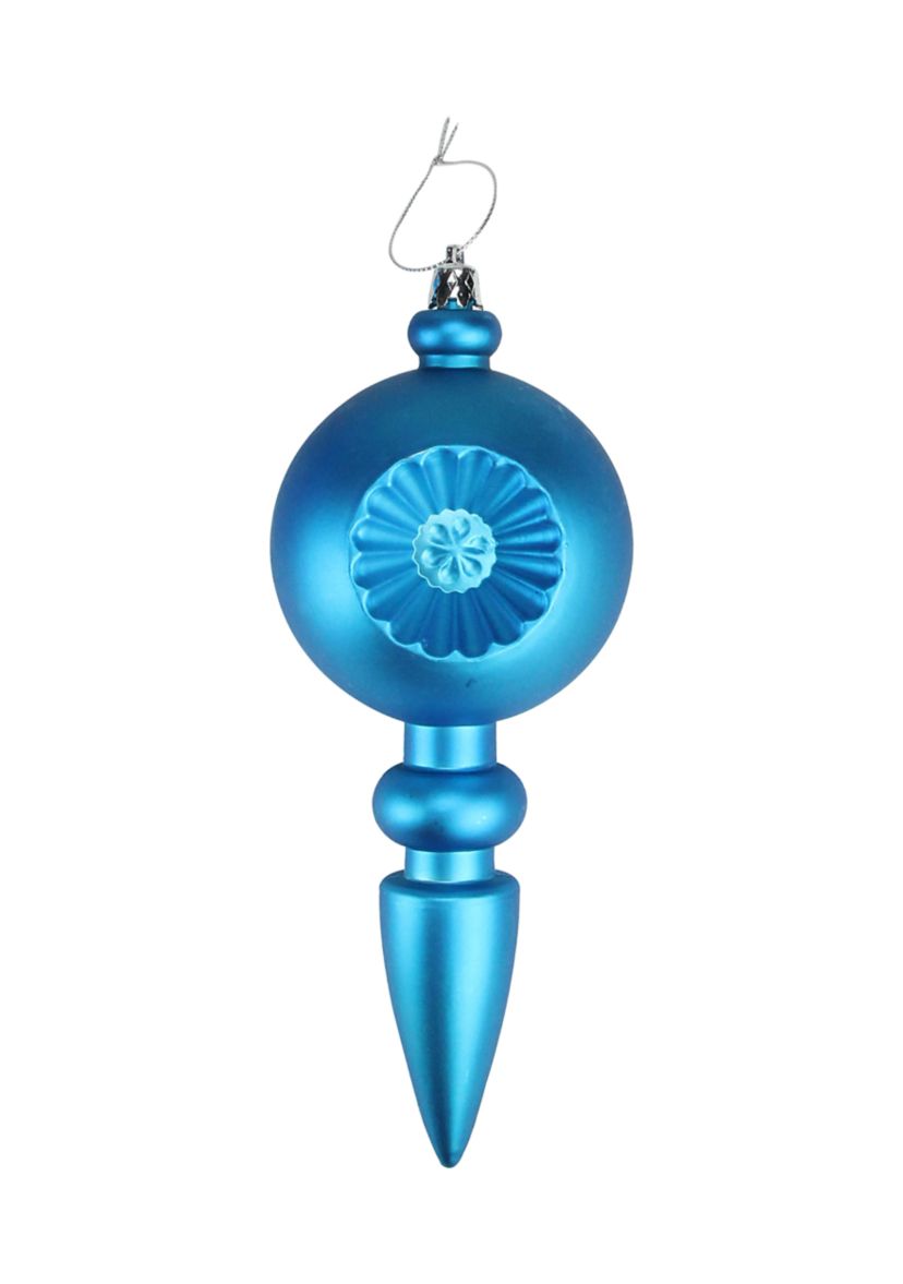 4 Count Turquoise Blue Shatterproof Matte Retro Reflector 7.5" Christmas Finial Ornaments 
