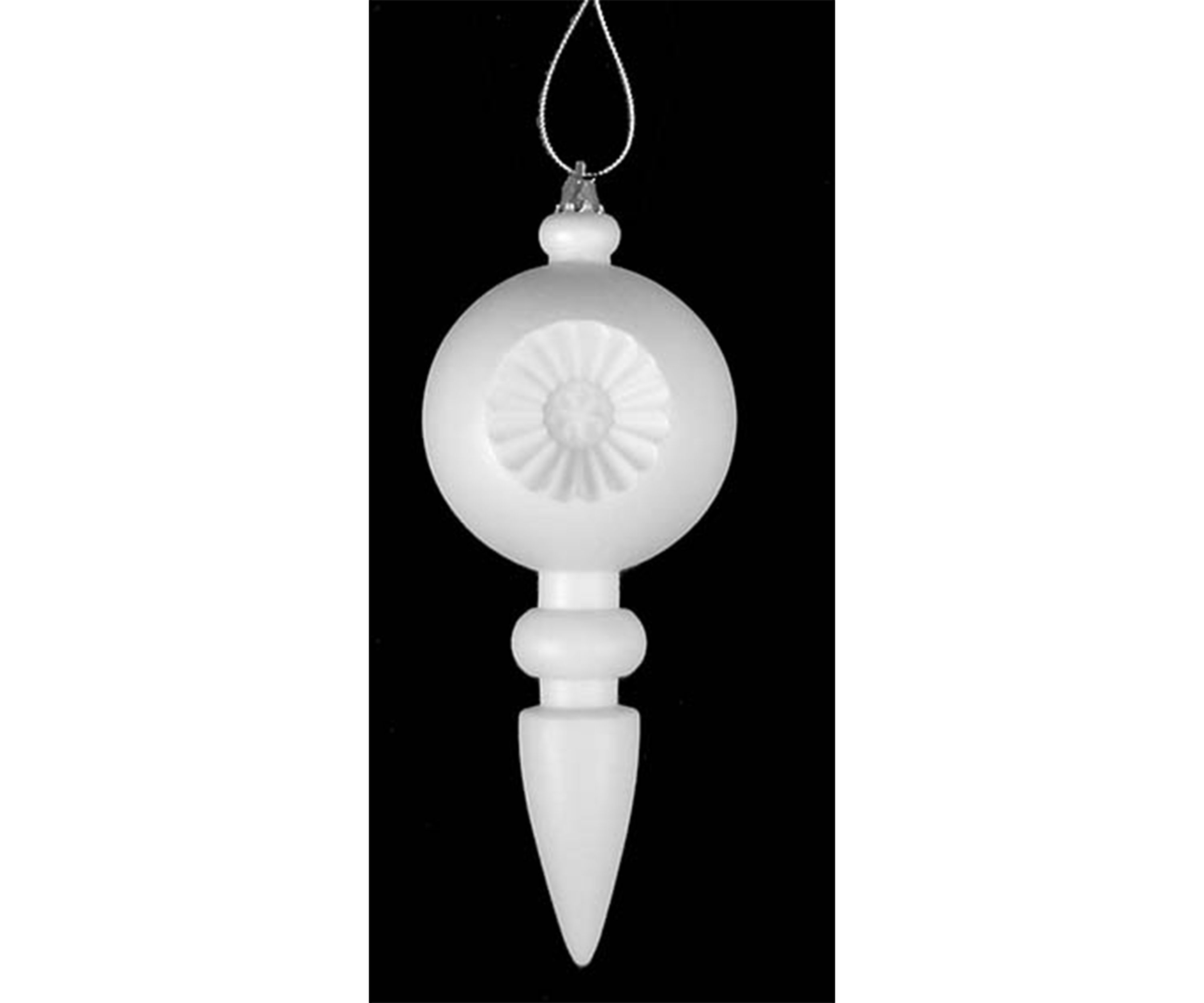 4 Count White Retro Reflector Shatterproof Matte 7.5" Christmas Finial Ornaments 