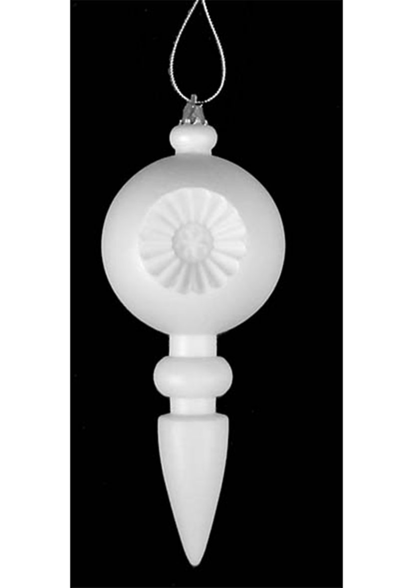 4 Count White Retro Reflector Shatterproof Matte 7.5" Christmas Finial Ornaments 