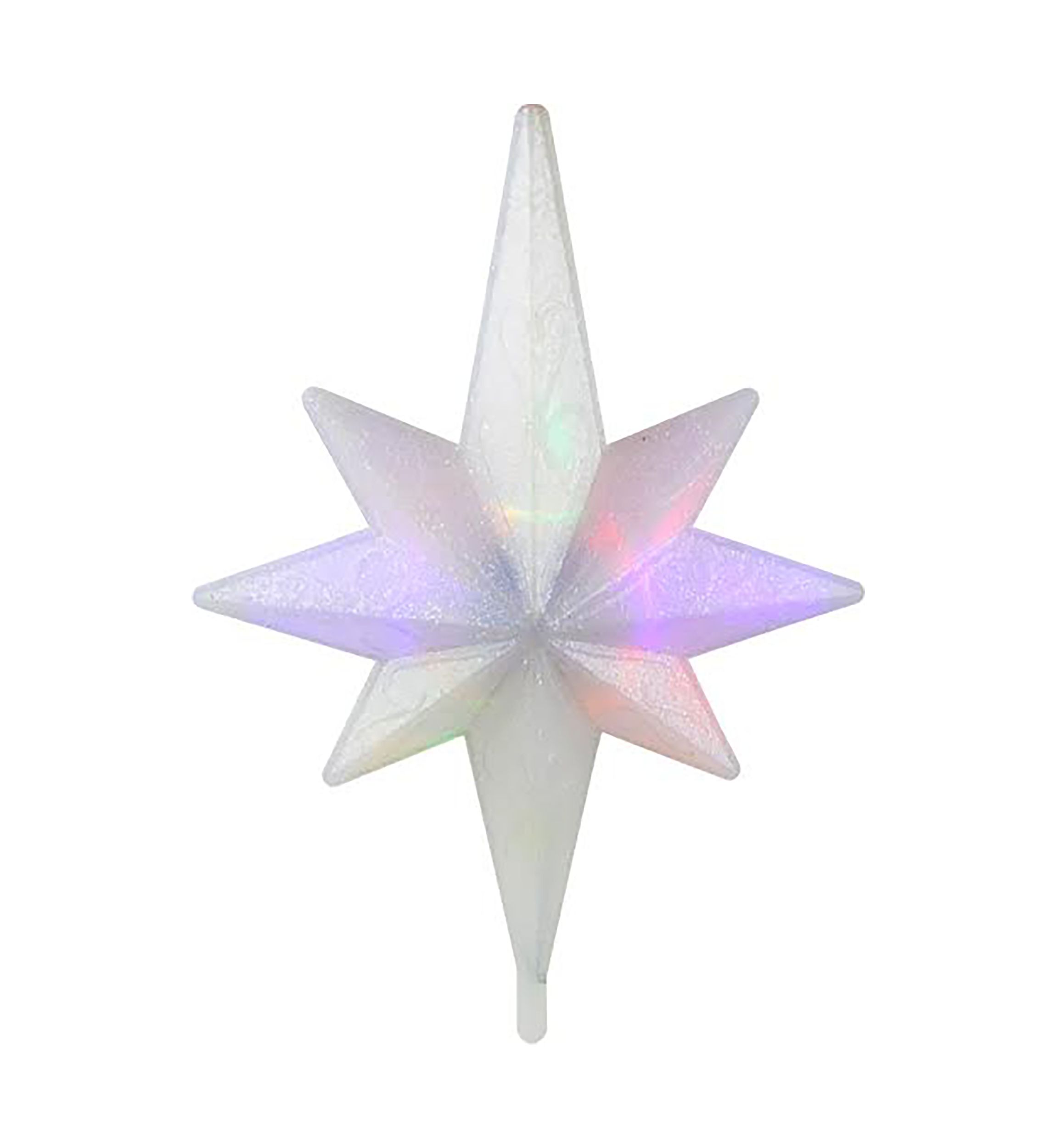 14.5Inch Winter Frost B/O Multi-Color LED Bethlehem Star Christmas Tree Topper