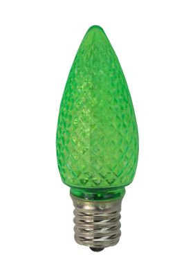 Club Pack of 25 Faceted Transparent Green LED C9 Christmas Replacement Bulbs