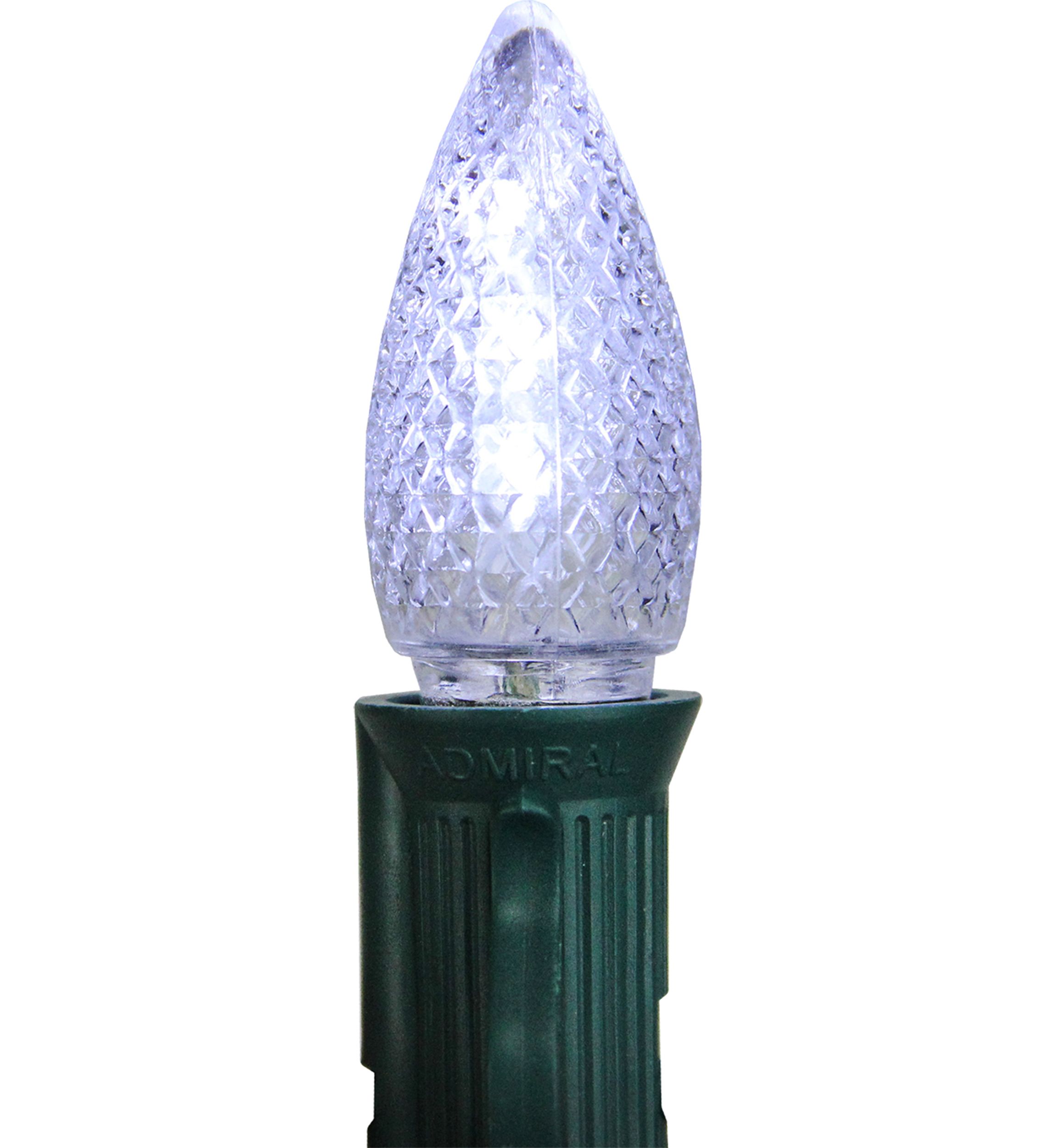 Pack of 25 Faceted Transparent Cool White LED C7 Christmas Replacement Bulb
