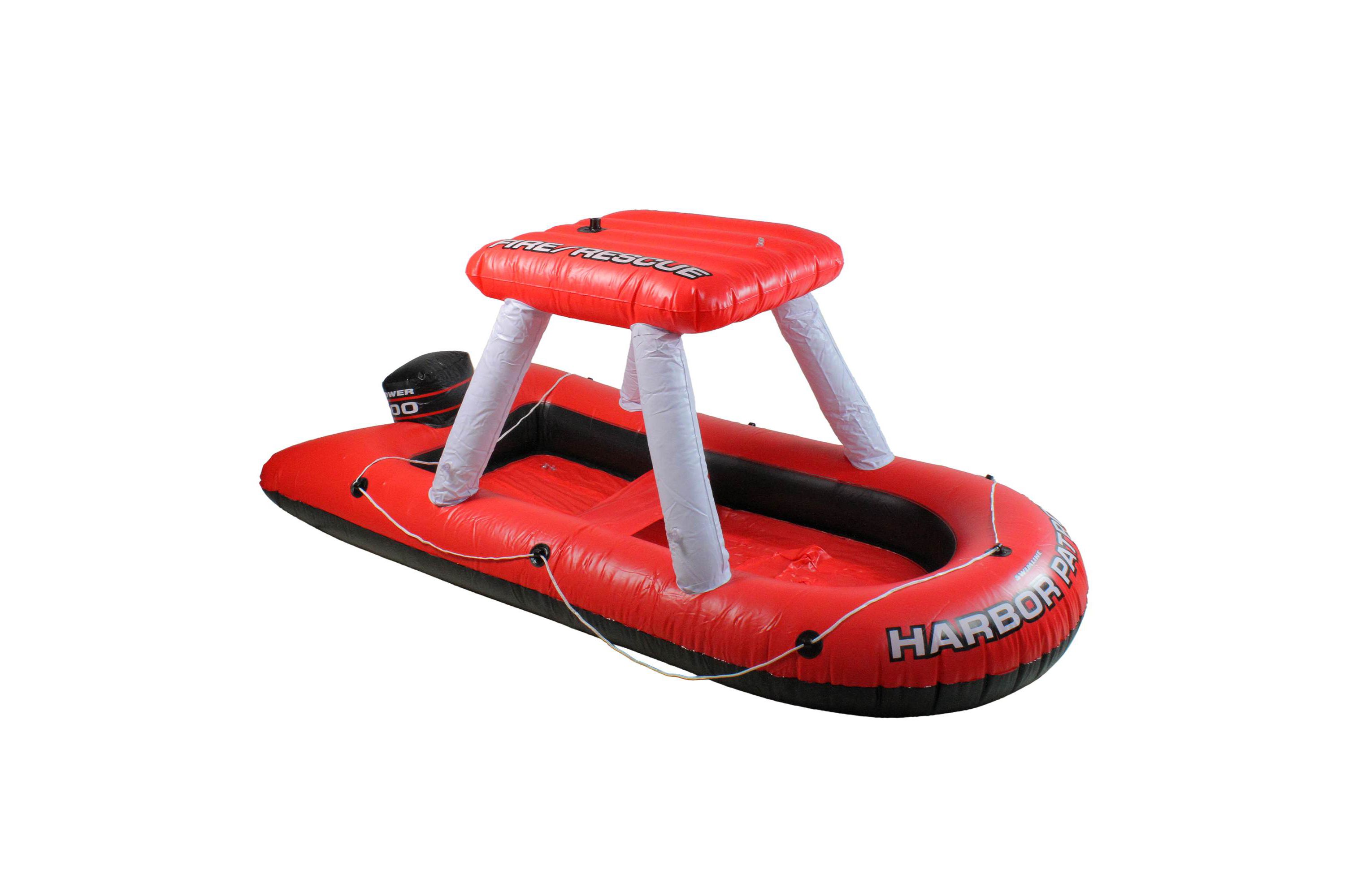 Inflatable Red and White Fire Boat Ride-On Water Squirter Swimming Pool Toy  60-Inch
