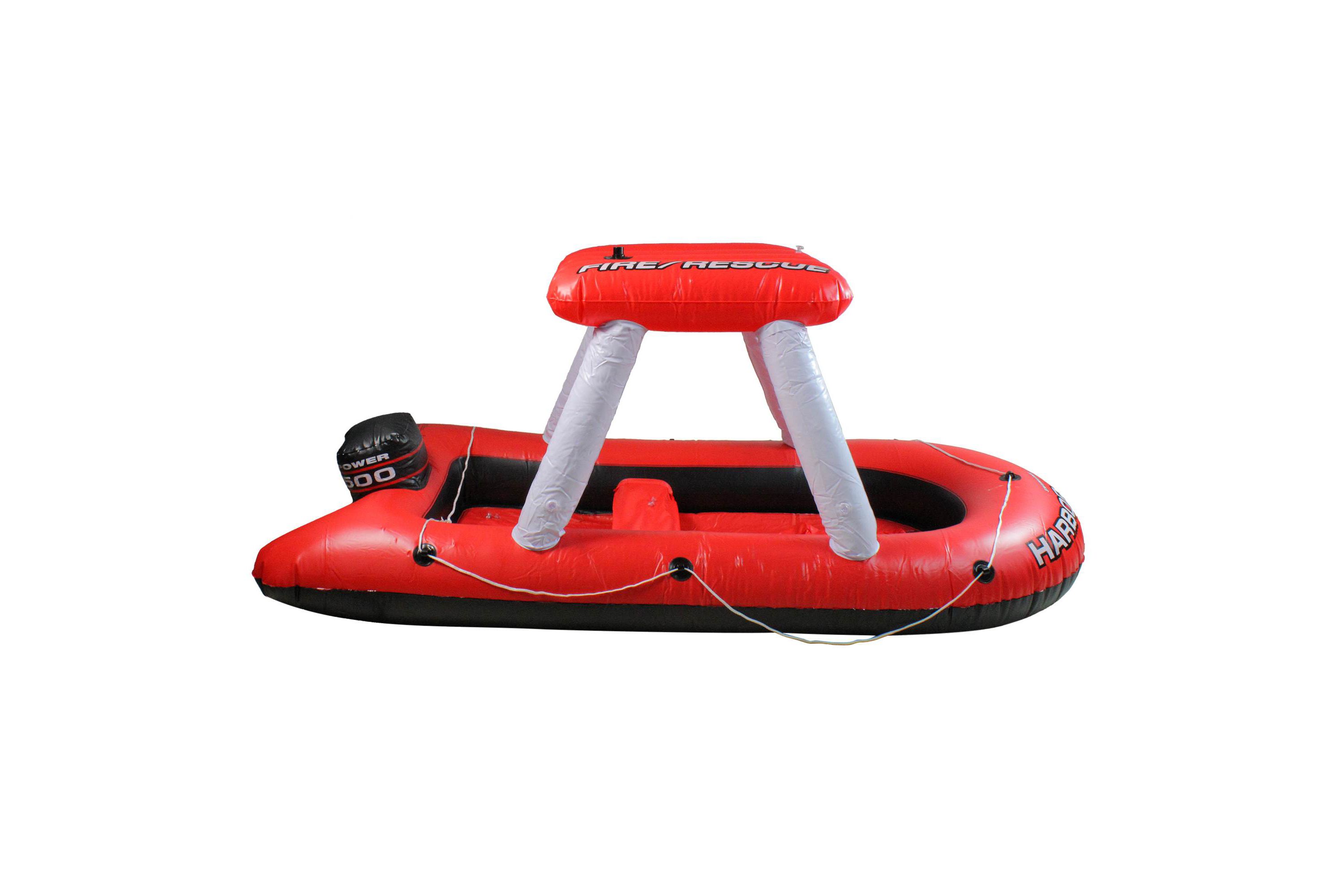 Inflatable Red and White Fire Boat Ride-On Water Squirter Swimming Pool Toy  60-Inch
