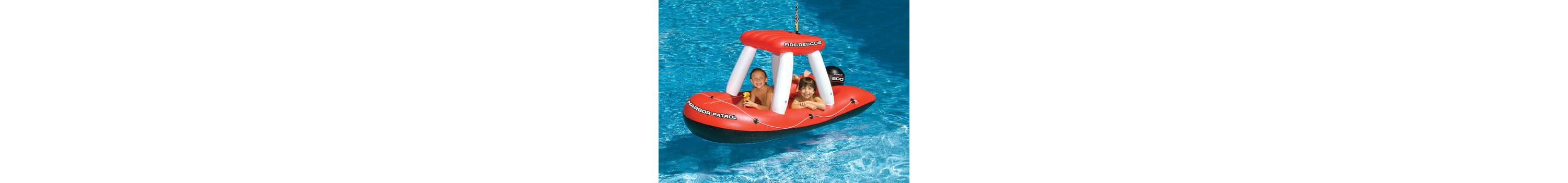 Inflatable Red and White Fire Boat Ride-On Water Squirter Swimming Pool Toy  60-Inch
