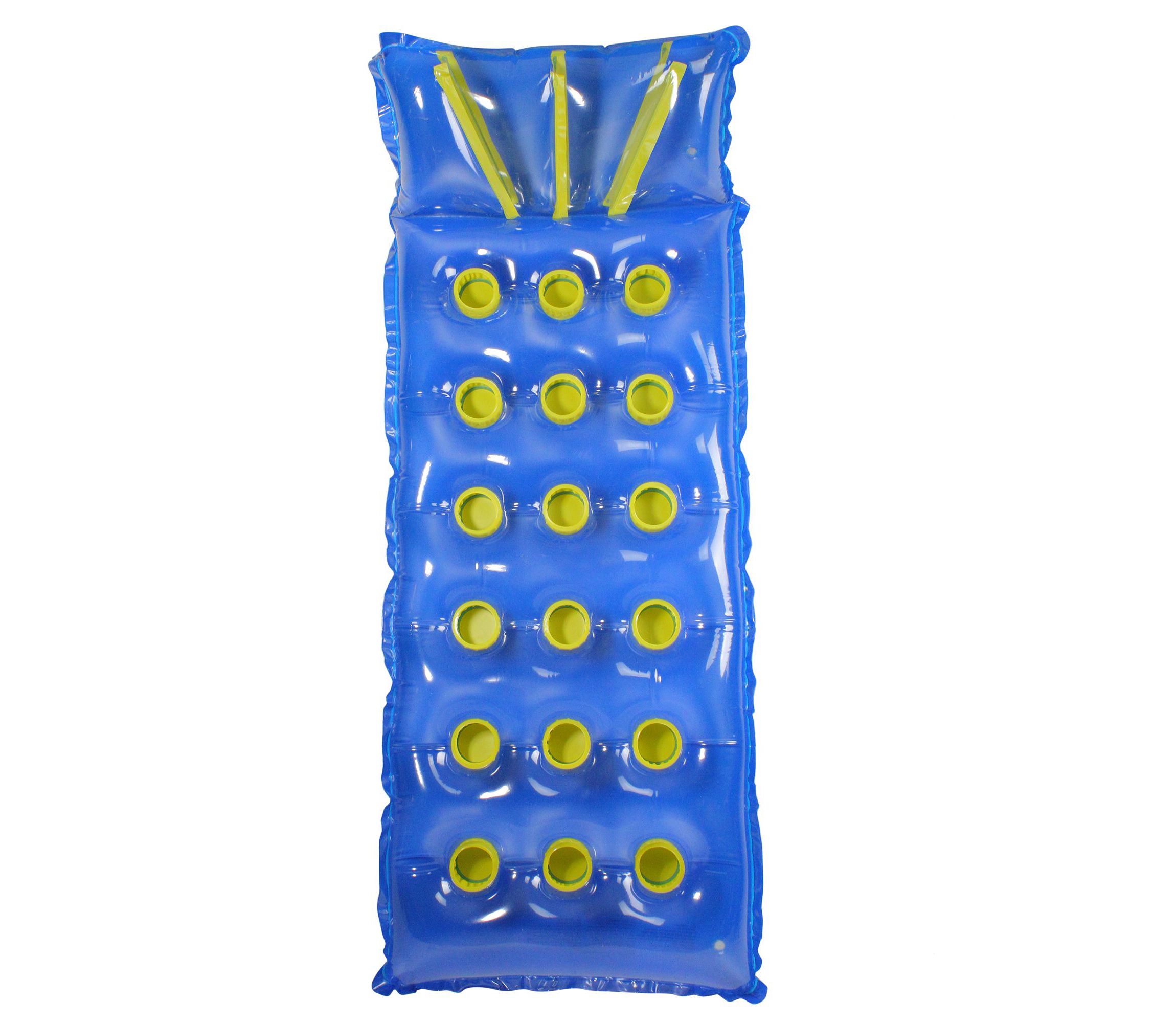 76" Inflatable Blue and Yellow 18-Pocket French Style Swimming Pool Air Mattress