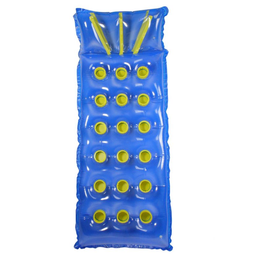 76" Inflatable Blue and Yellow 18-Pocket French Style Swimming Pool Air Mattress