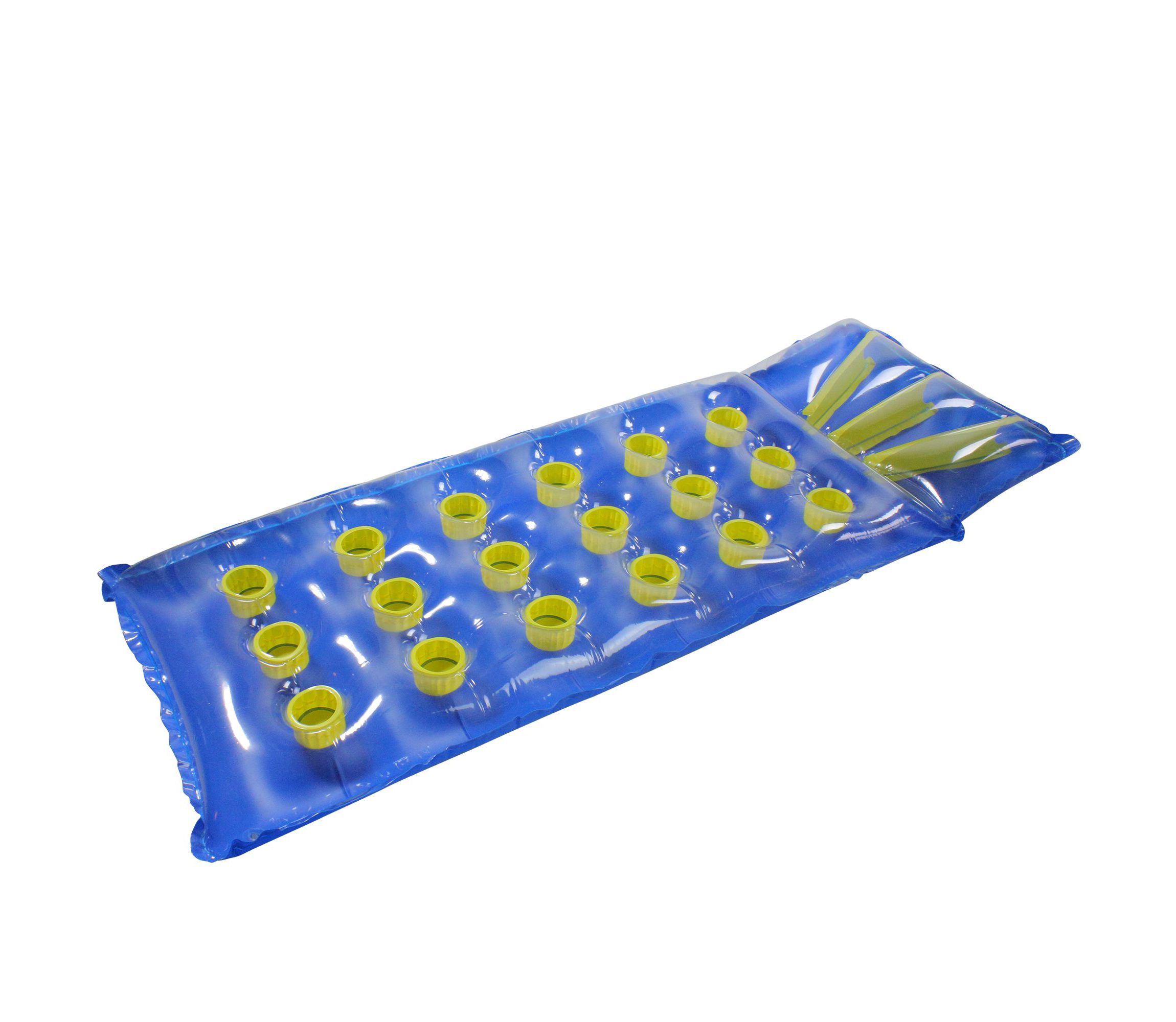 76" Inflatable Blue and Yellow 18-Pocket French Style Swimming Pool Air Mattress