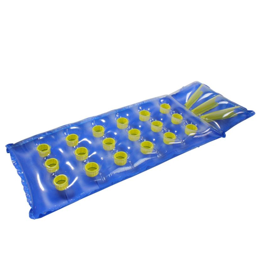 76" Inflatable Blue and Yellow 18-Pocket French Style Swimming Pool Air Mattress