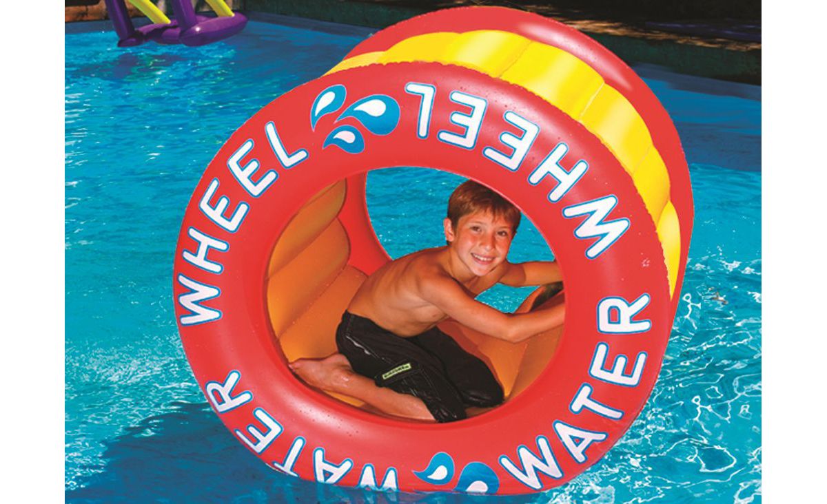 Inflatable Yellow Water Wheel Swimming Pool Float  14-Inch