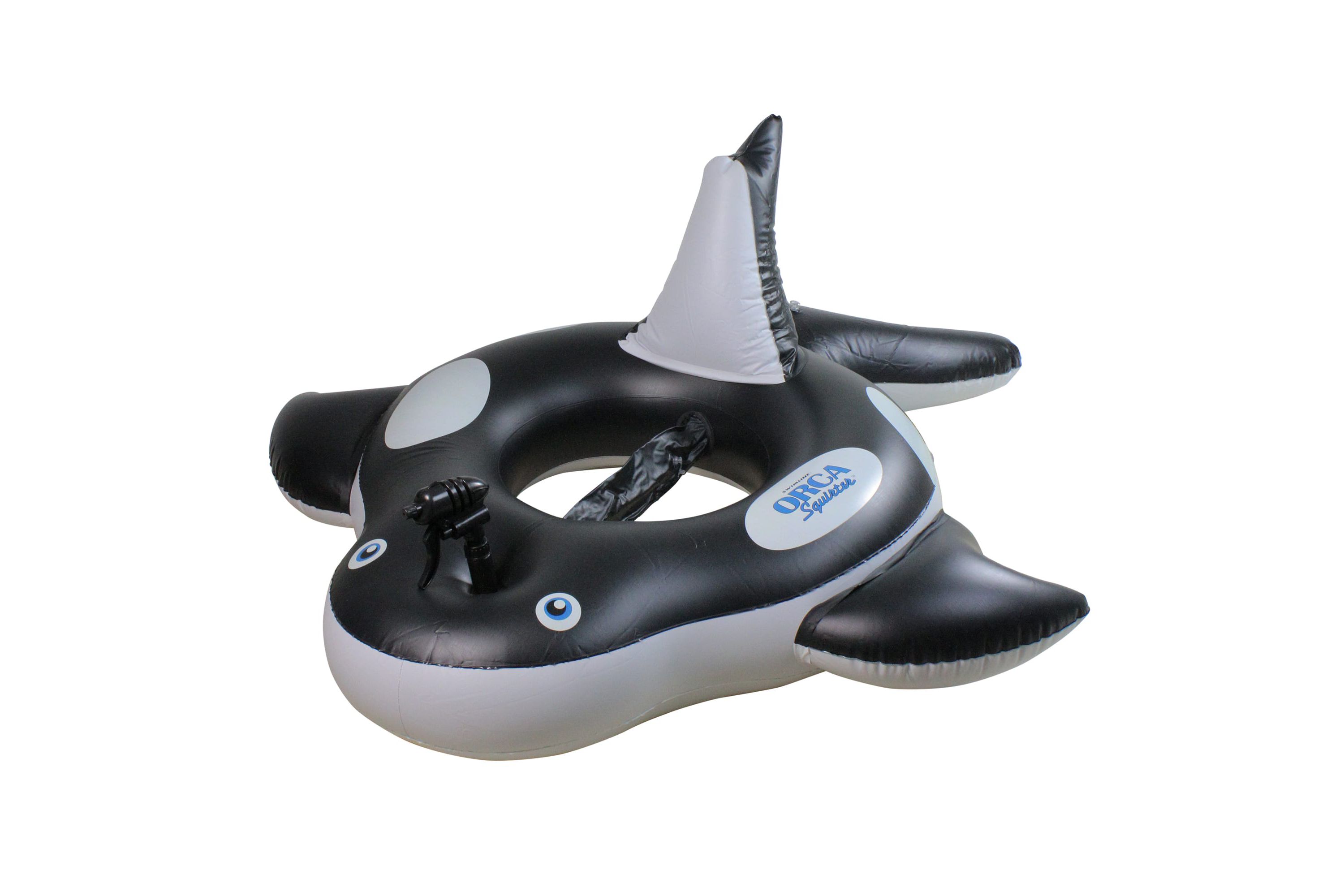 60" Inflatable Black and White Orca Whale Squirter Swimming Pool Float