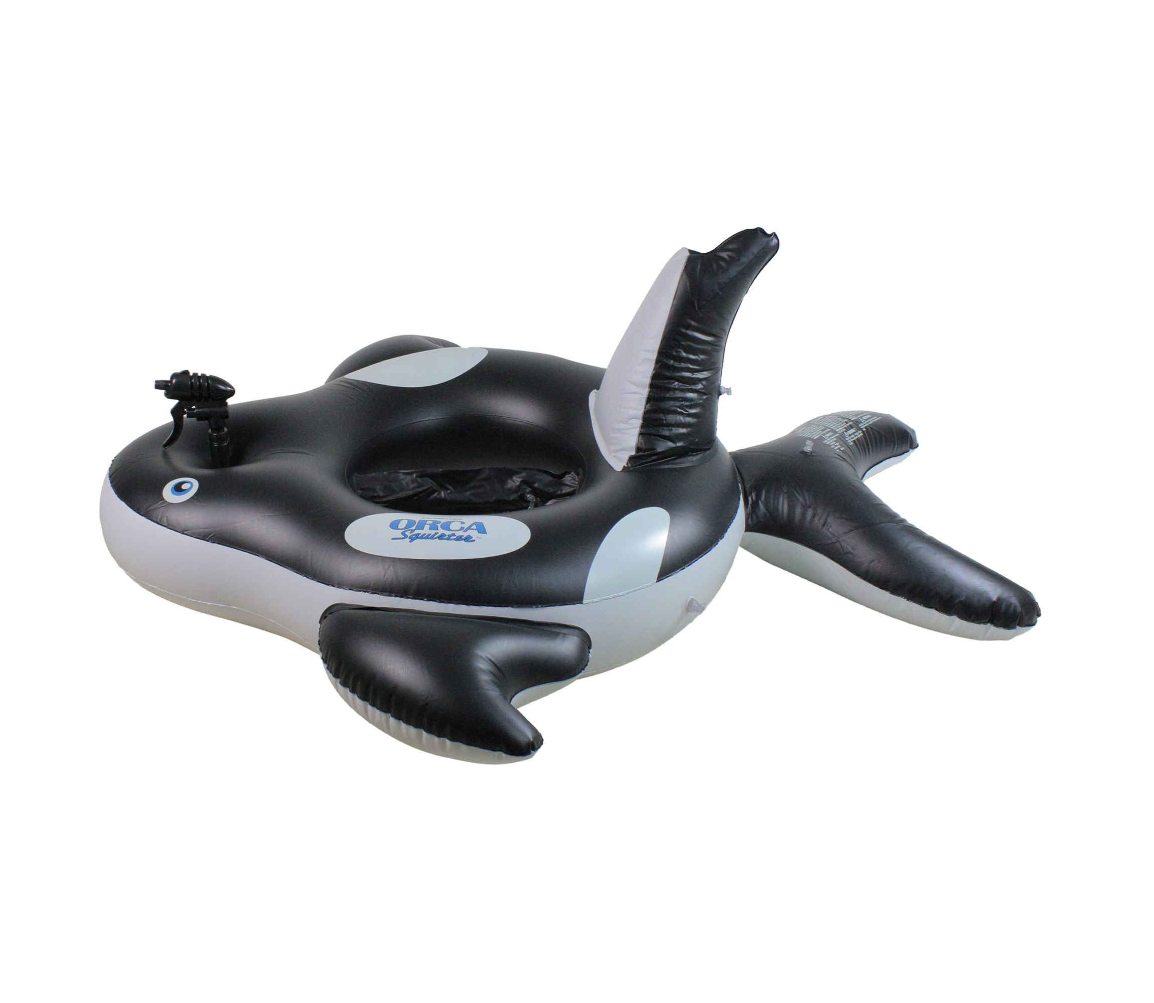 60" Inflatable Black and White Orca Whale Squirter Swimming Pool Float