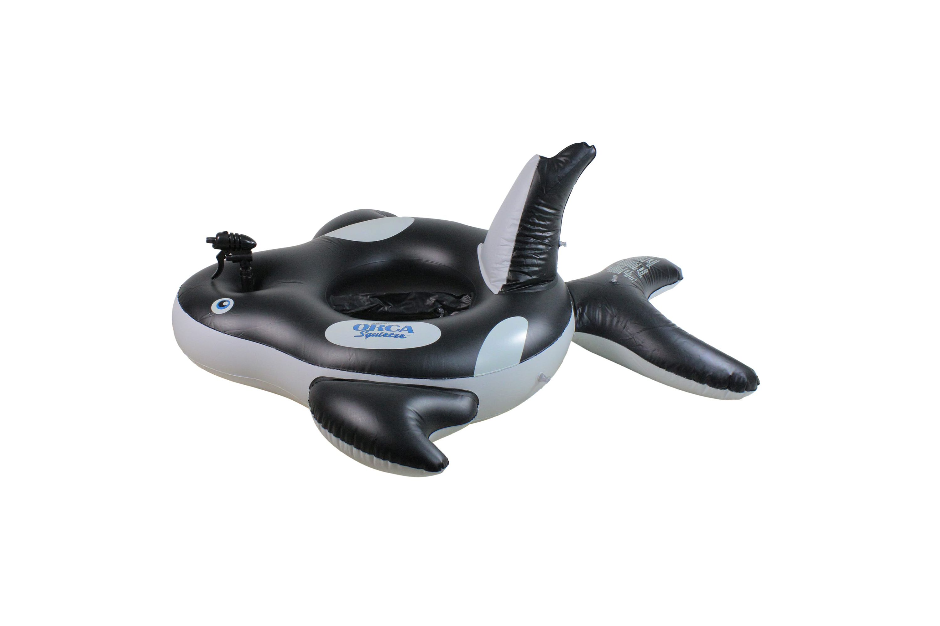 60" Inflatable Black and White Orca Whale Squirter Swimming Pool Float