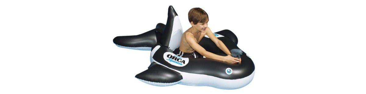 60" Inflatable Black and White Orca Whale Squirter Swimming Pool Float