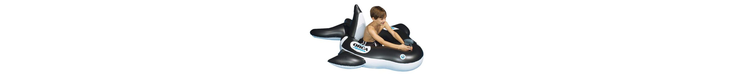 60" Inflatable Black and White Orca Whale Squirter Swimming Pool Float
