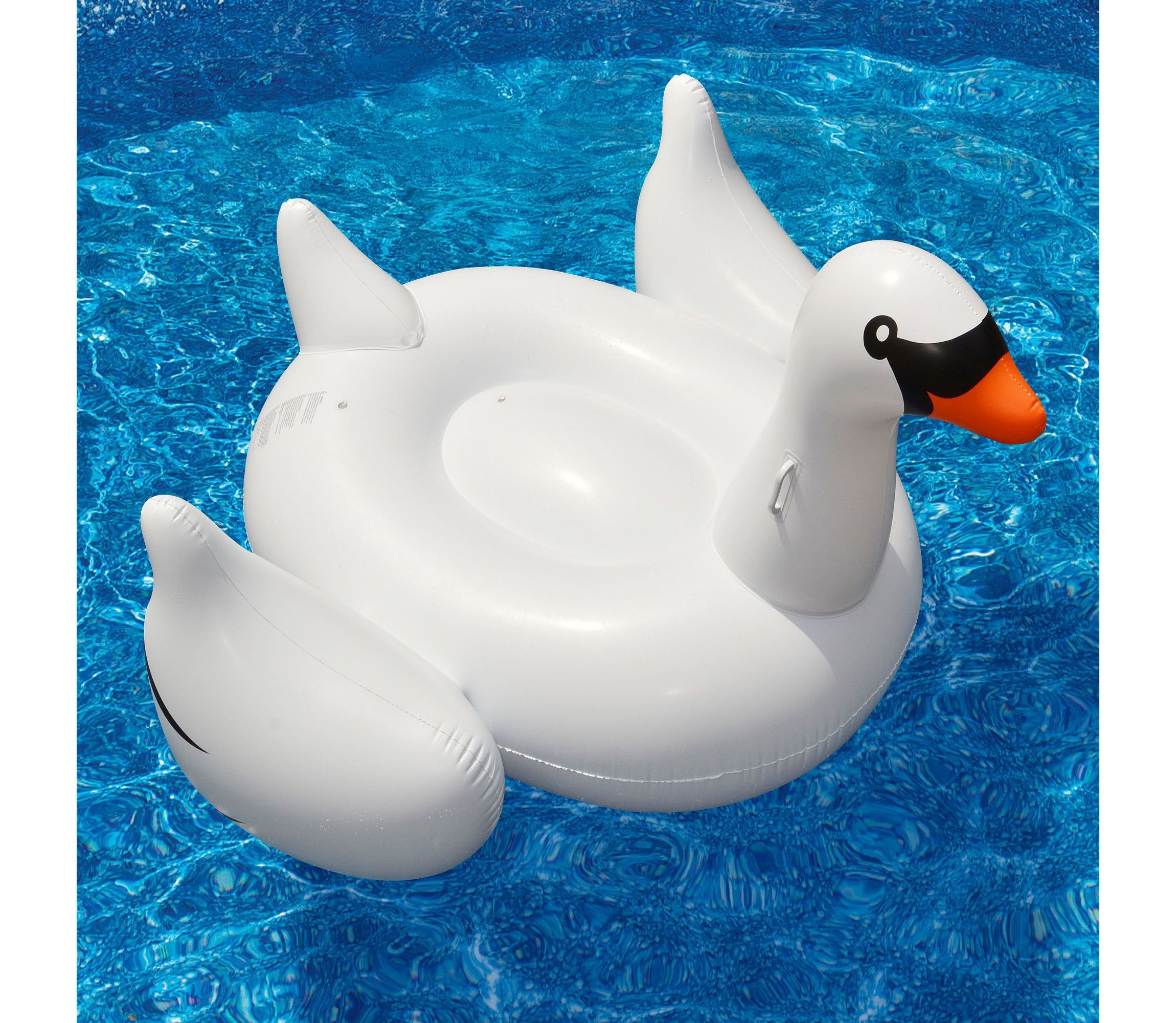 75" Inflatable White and Black Giant Swan Swimming Pool Ride-On Float Toy