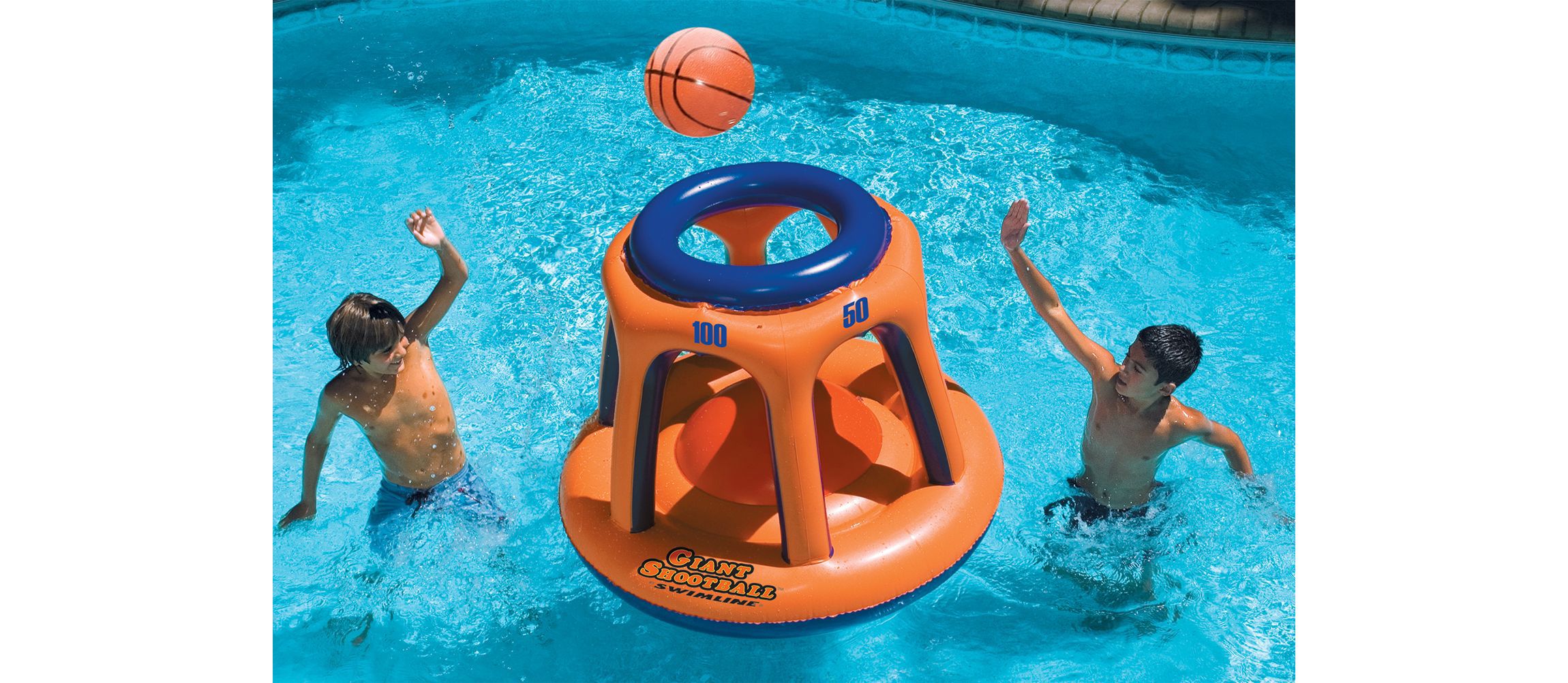 48" Orange and Blue Inflatable Giant Floating Shoot Ball Swimming Pool Game
