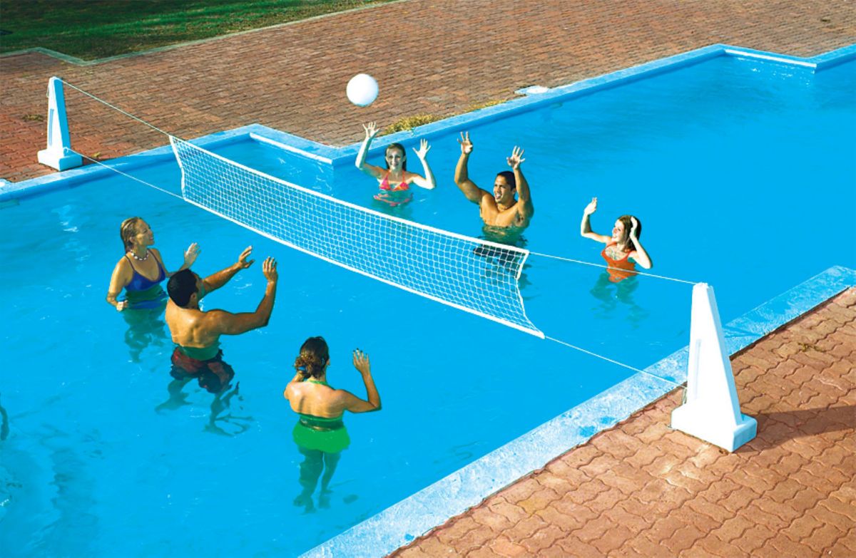 Pool Jam Combo Basketball and Volleyball Inground Swimming Pool Water Games