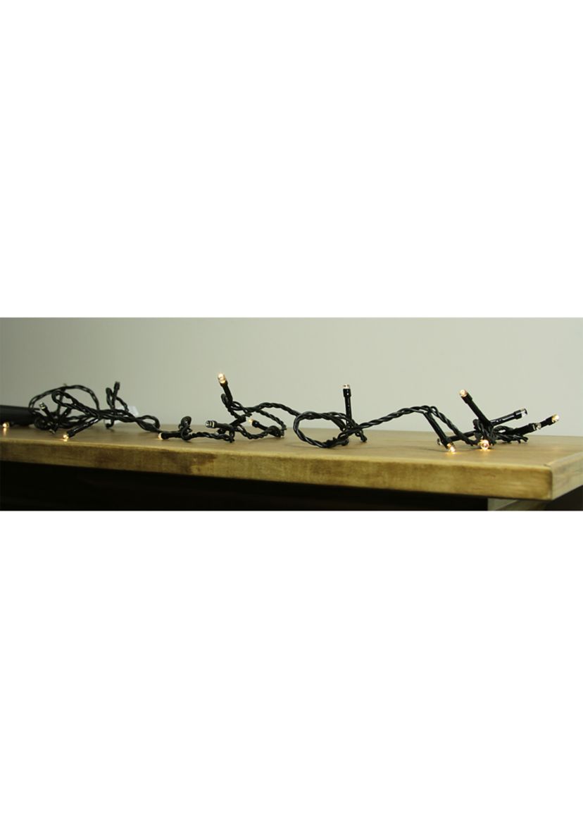 368 Warm White LED Battery Operated 8-Function Christmas Lights - 90 ft Black Wire