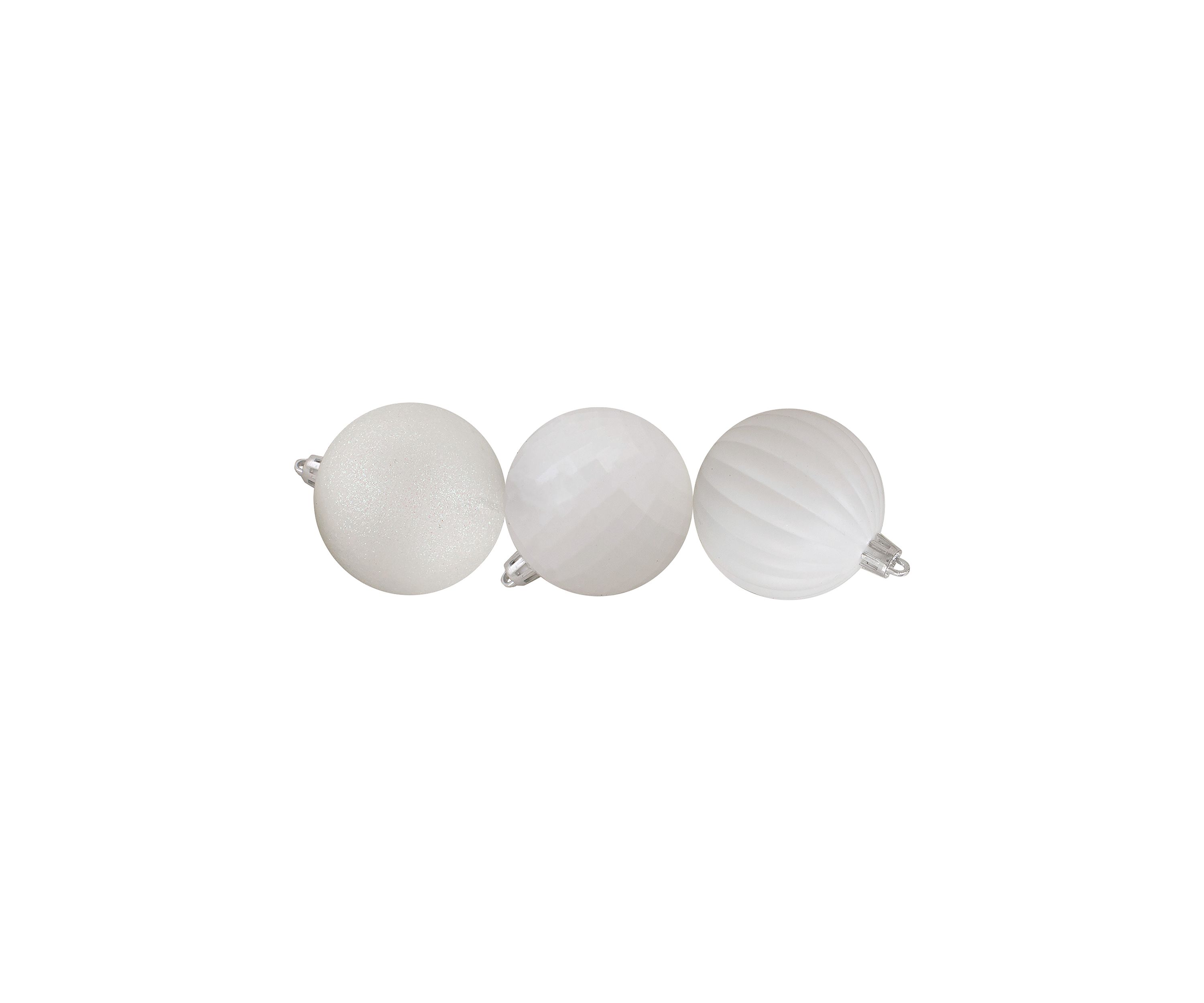 100 Count White Shatterproof 3-Finish 2.5" Christmas Ball Ornaments