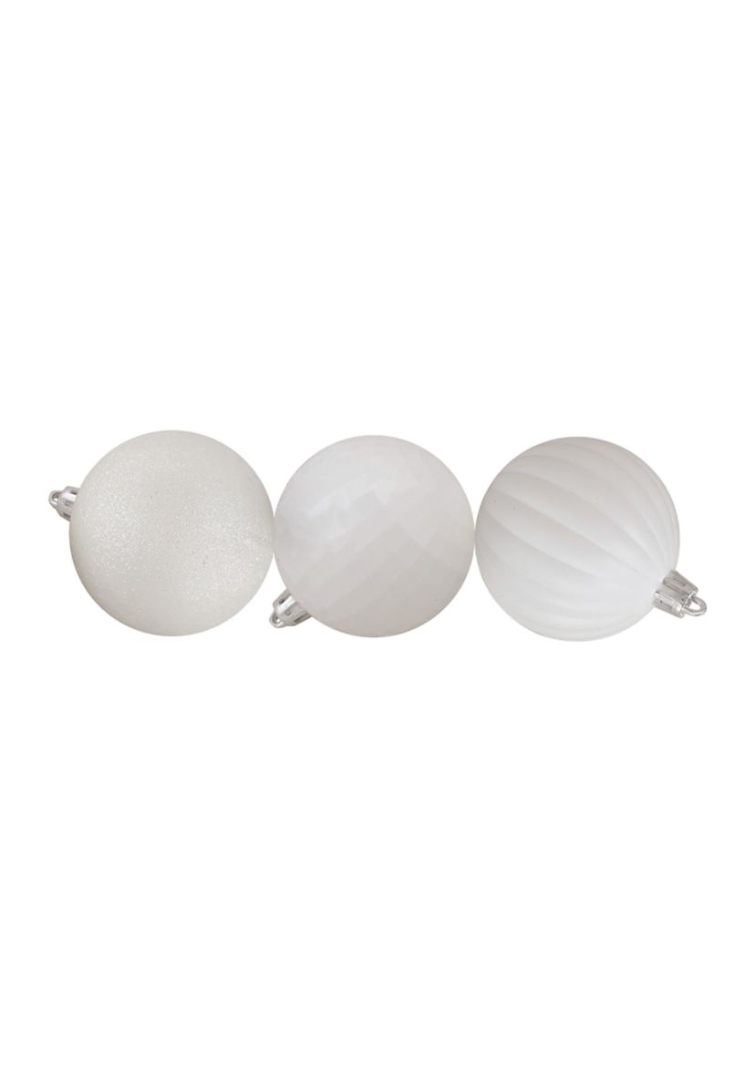 100 Count White Shatterproof 3-Finish 2.5" Christmas Ball Ornaments