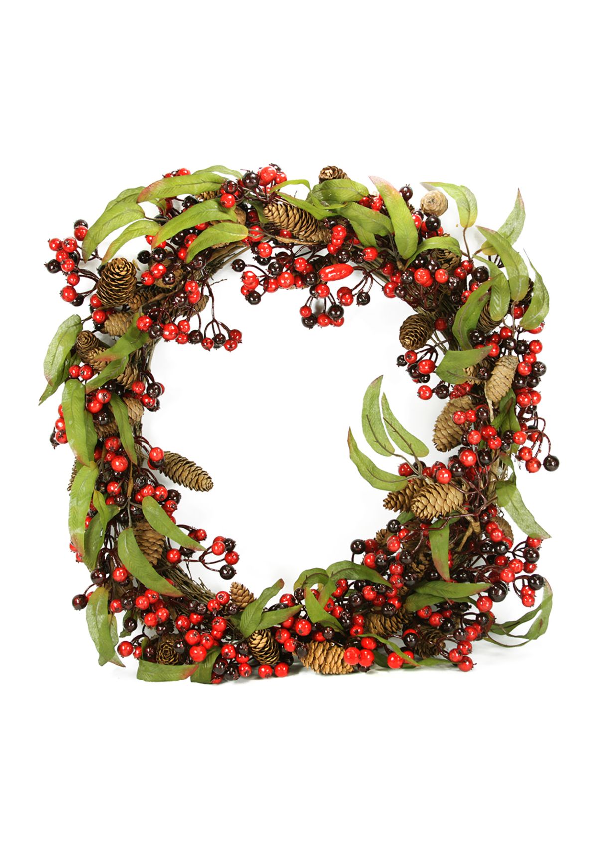 Red Berry and Pine Cone Artificial Christmas Wreath - 24" Unlit
