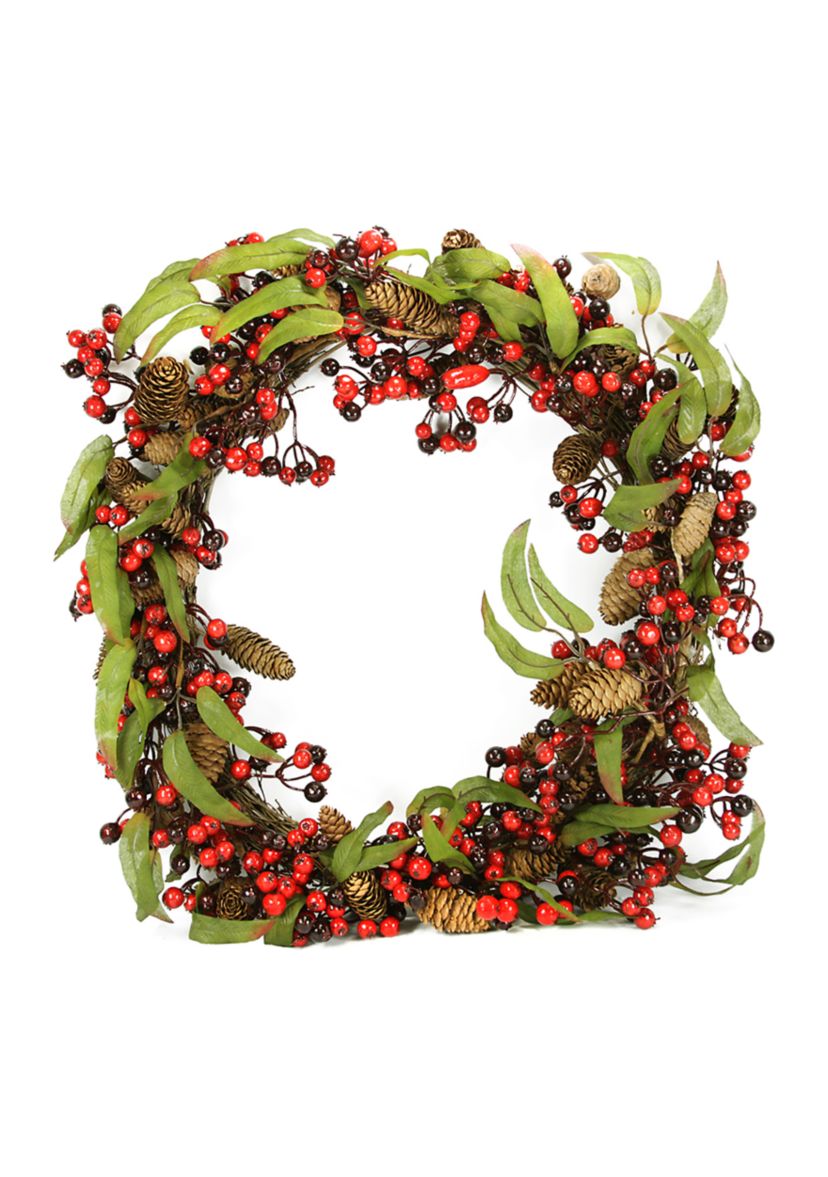 Red Berry and Pine Cone Artificial Christmas Wreath - 24" Unlit