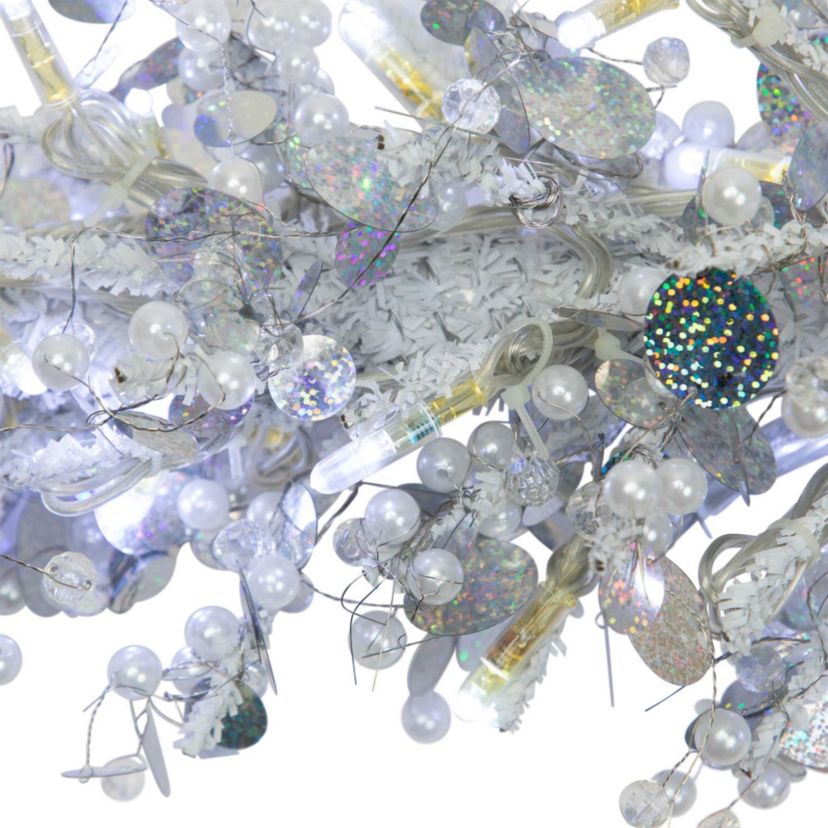 LED Lighted Commercial Manhattan Lightspray Christmas Swag - 9 - Silver