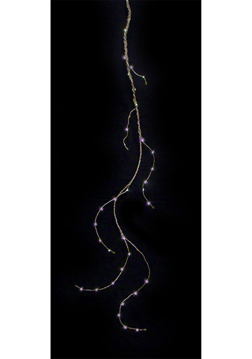 36 Purple LED Angel Tear Drop Branch Christmas Lights - 4.3 ft Silver and Bronze Wire