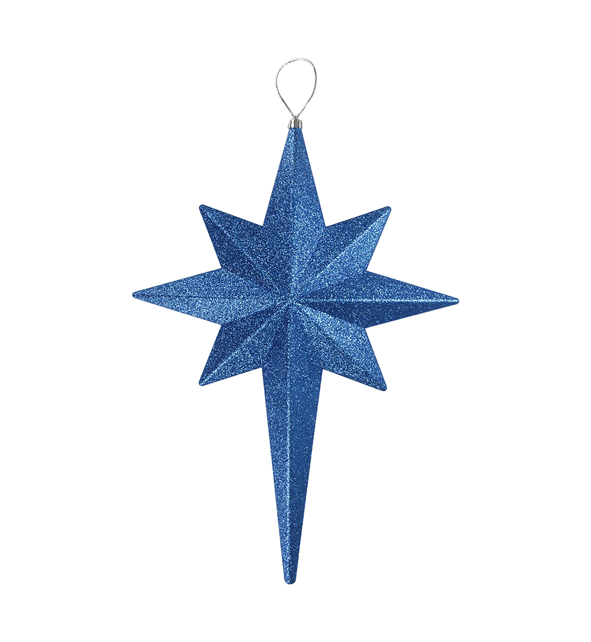 20Inch Blue and Silver Glittered Bethlehem Star Shatterproof Christmas Ornament